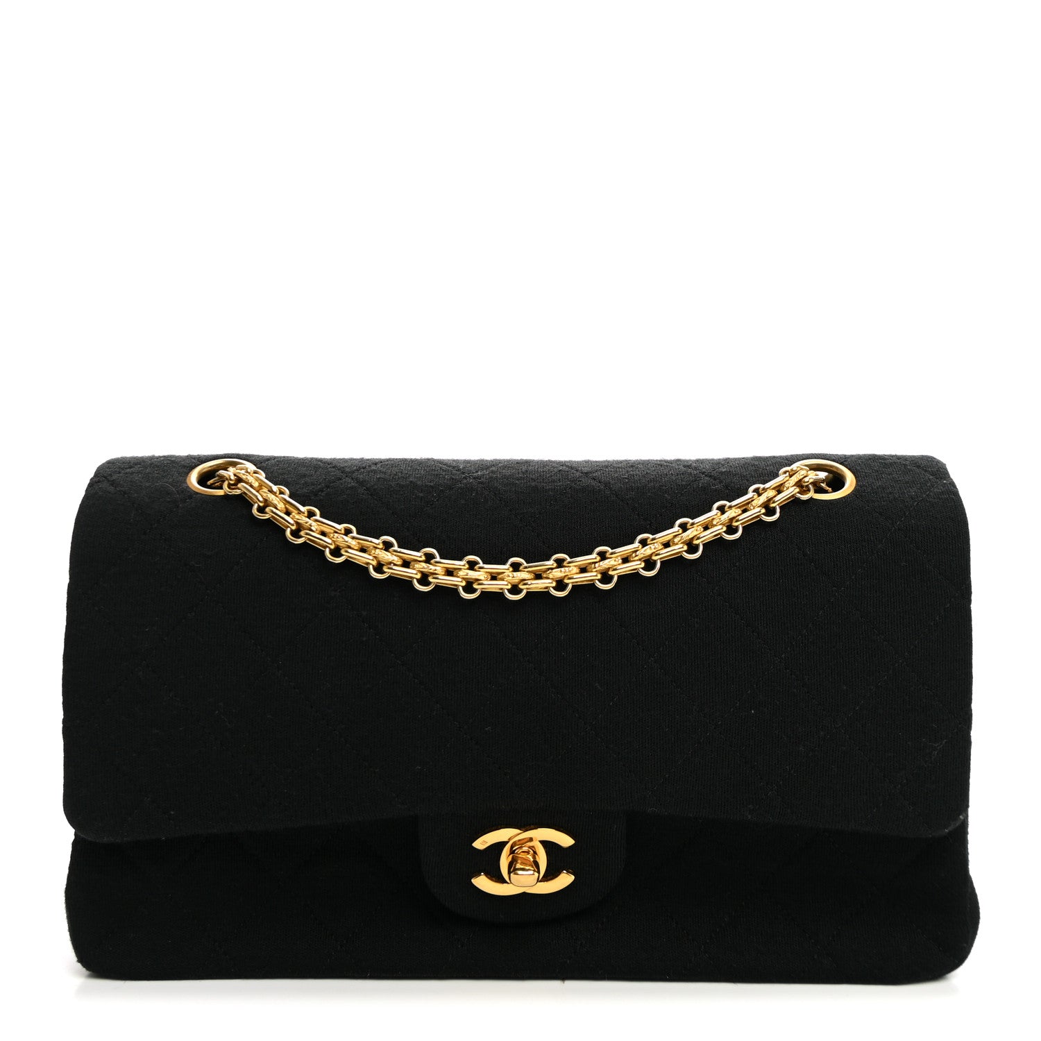 Jersey Quilted Medium Double Flap Black