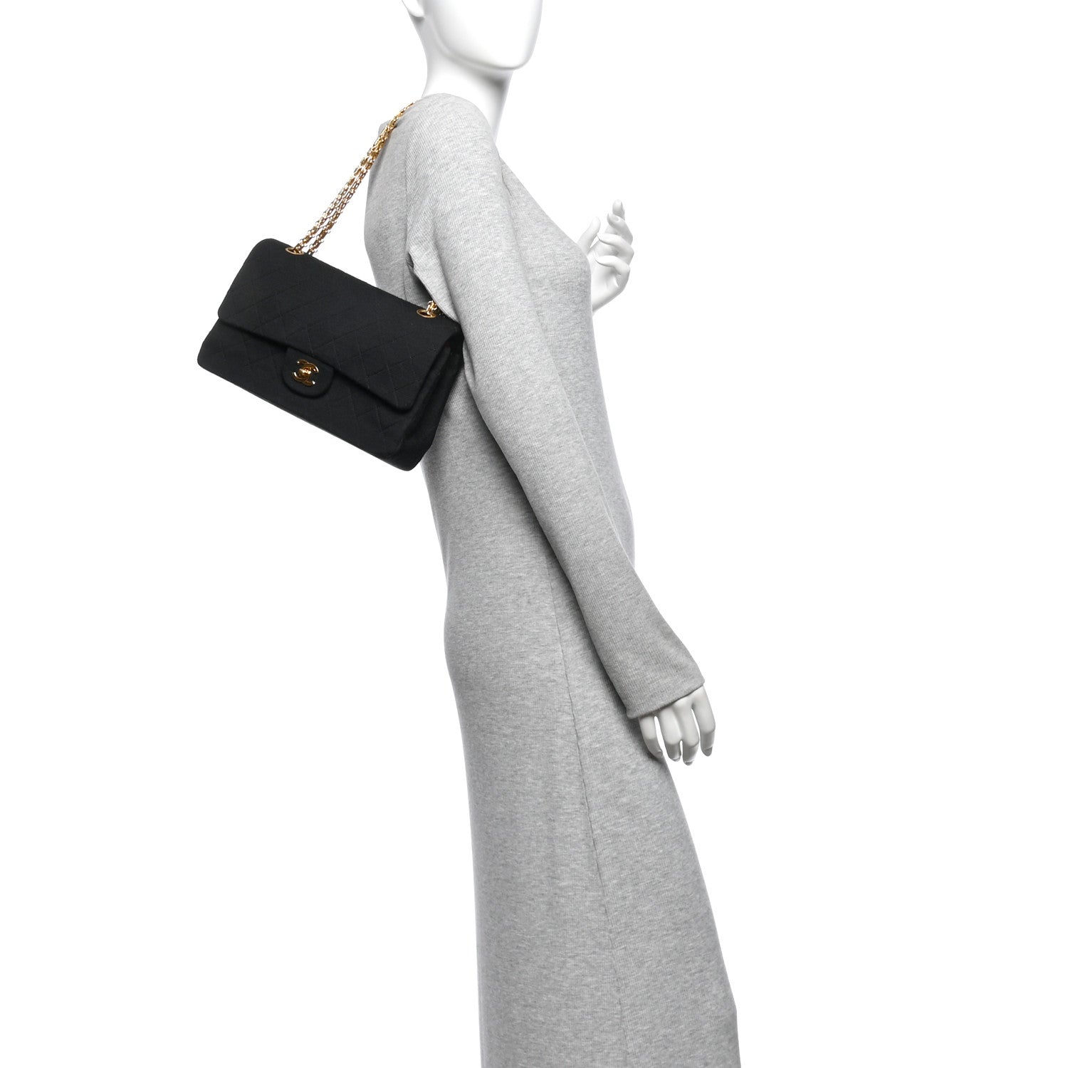 Jersey Quilted Medium Double Flap Black — view 2