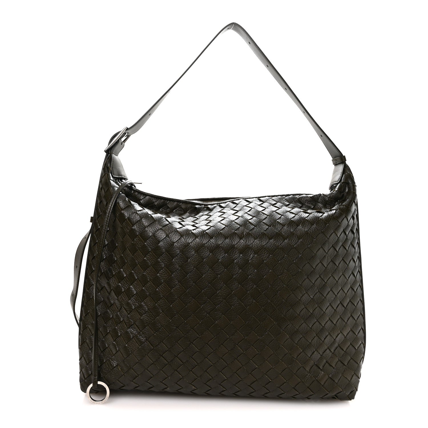 Deerskin Intrecciato Medium Traveler Hobo Kaki