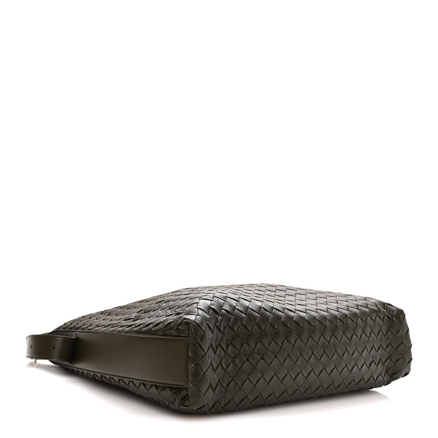Deerskin Intrecciato Medium Traveler Hobo Kaki — view 3