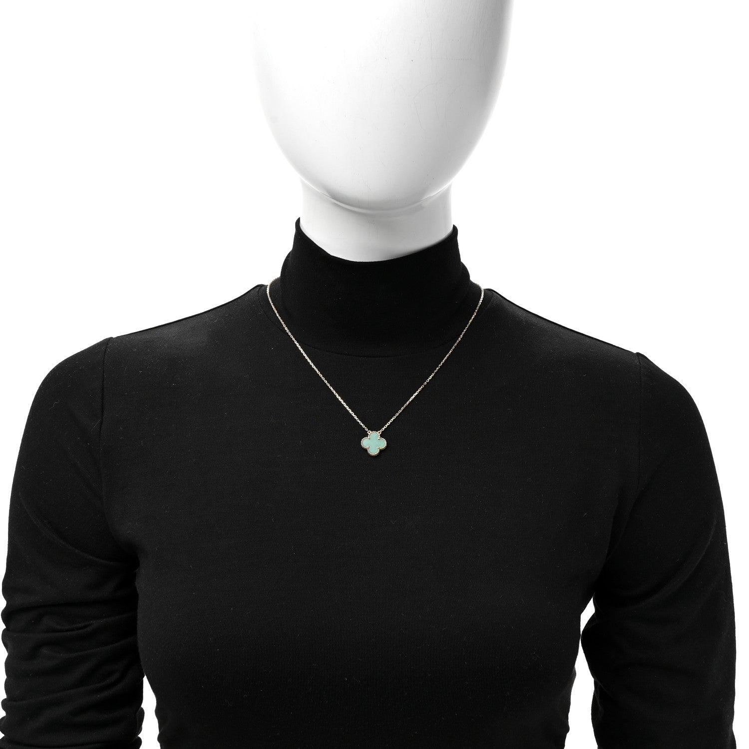 18K Yellow Gold Malachite Vintage Alhambra Pendant Necklace — view 2