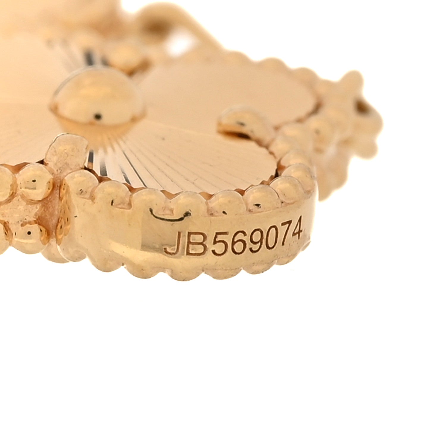 18K Yellow Gold 5 Motifs Guilloche Vintage Alhambra Bracelet — view 4