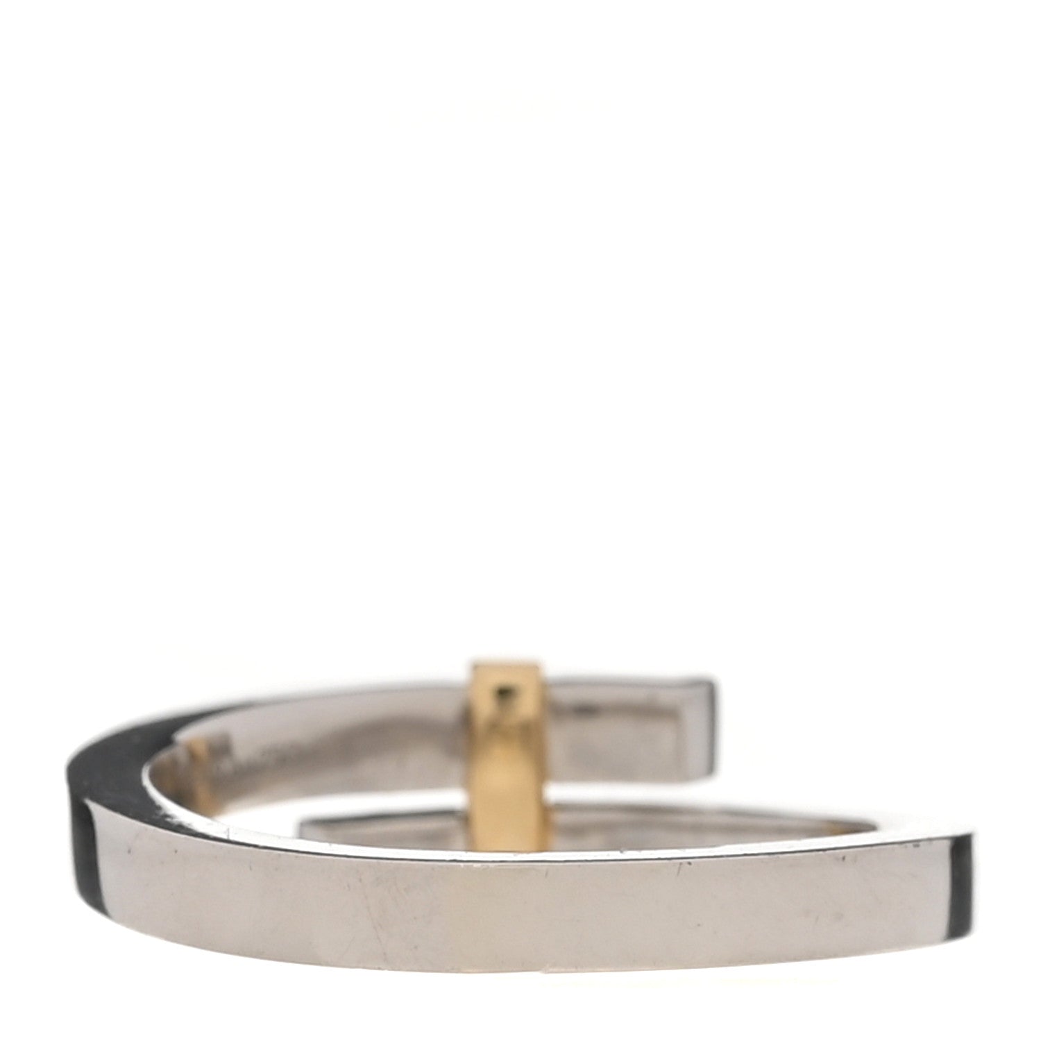 18K Yellow Gold Platinum Diamond Edge Bypass Ring 51 5.75 — view 3