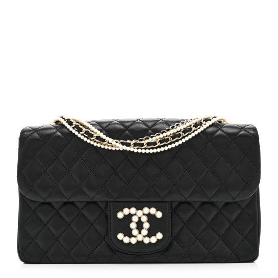 Lambskin Medium Westminster Pearl Flap Black