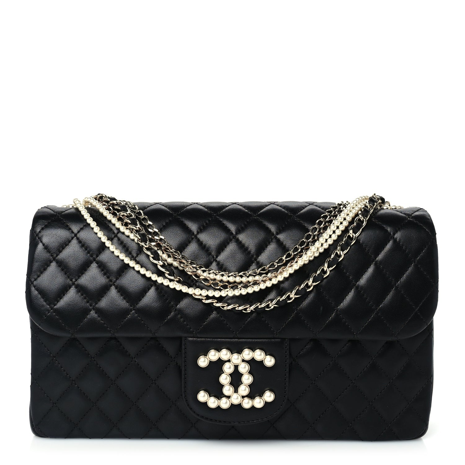 Lambskin Medium Westminster Pearl Flap Black — view 2