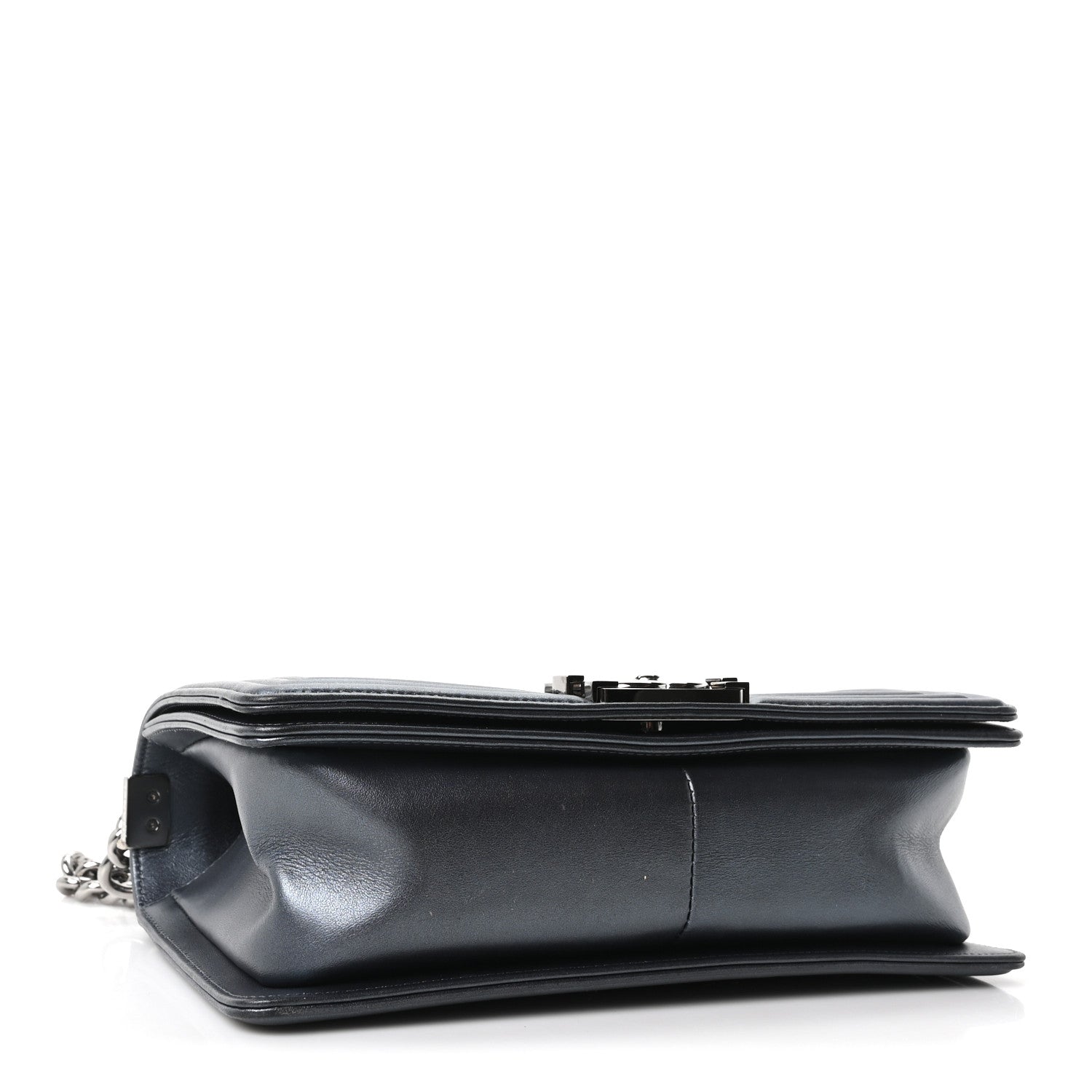Metallic Calfskin Crystal Medium Boy Flap Dark Silver — view 4