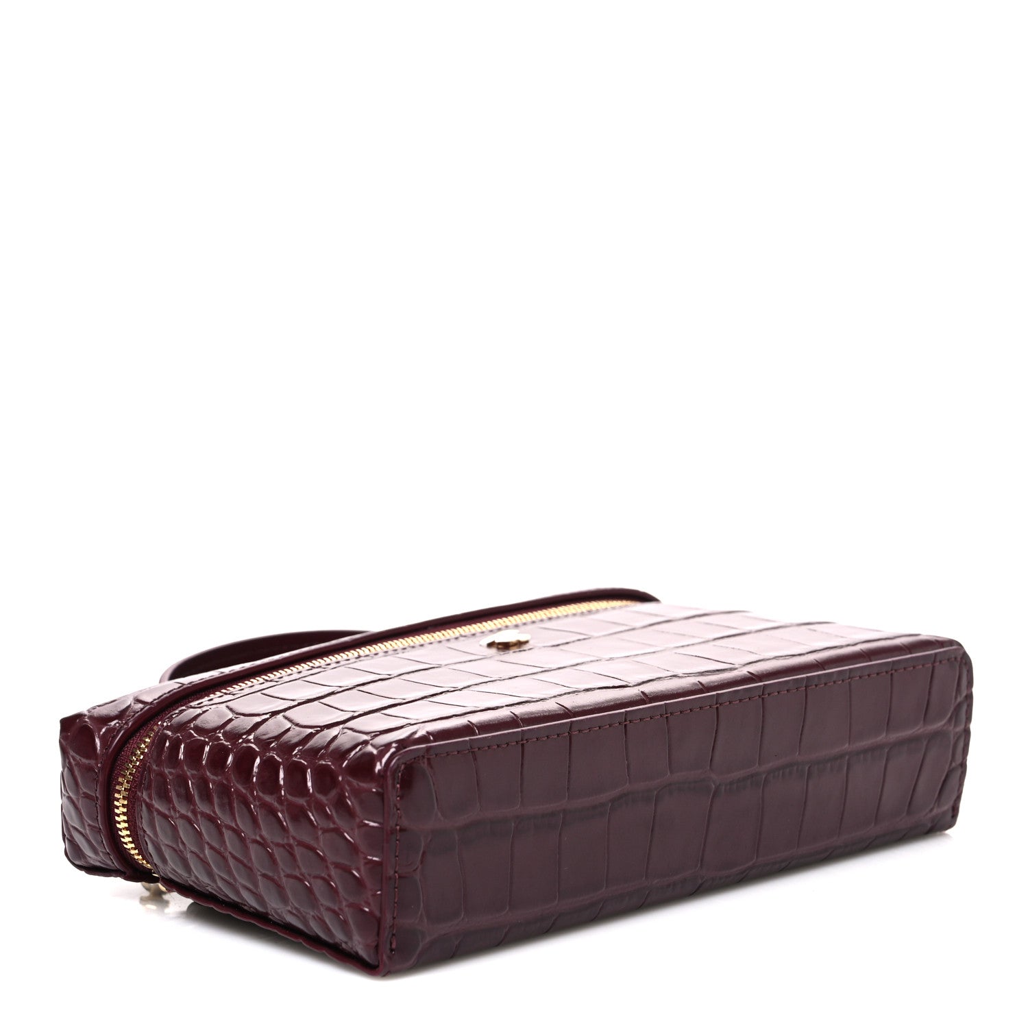 Calfskin Crocodile Embossed Crococo Exoticoco Vanity With Chain Dark Burgundy — view 4
