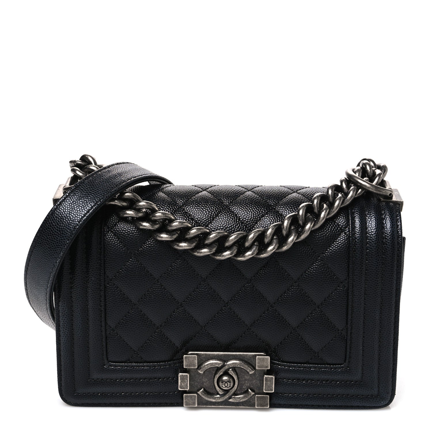 Caviar Quilted Small Boy Flap Black