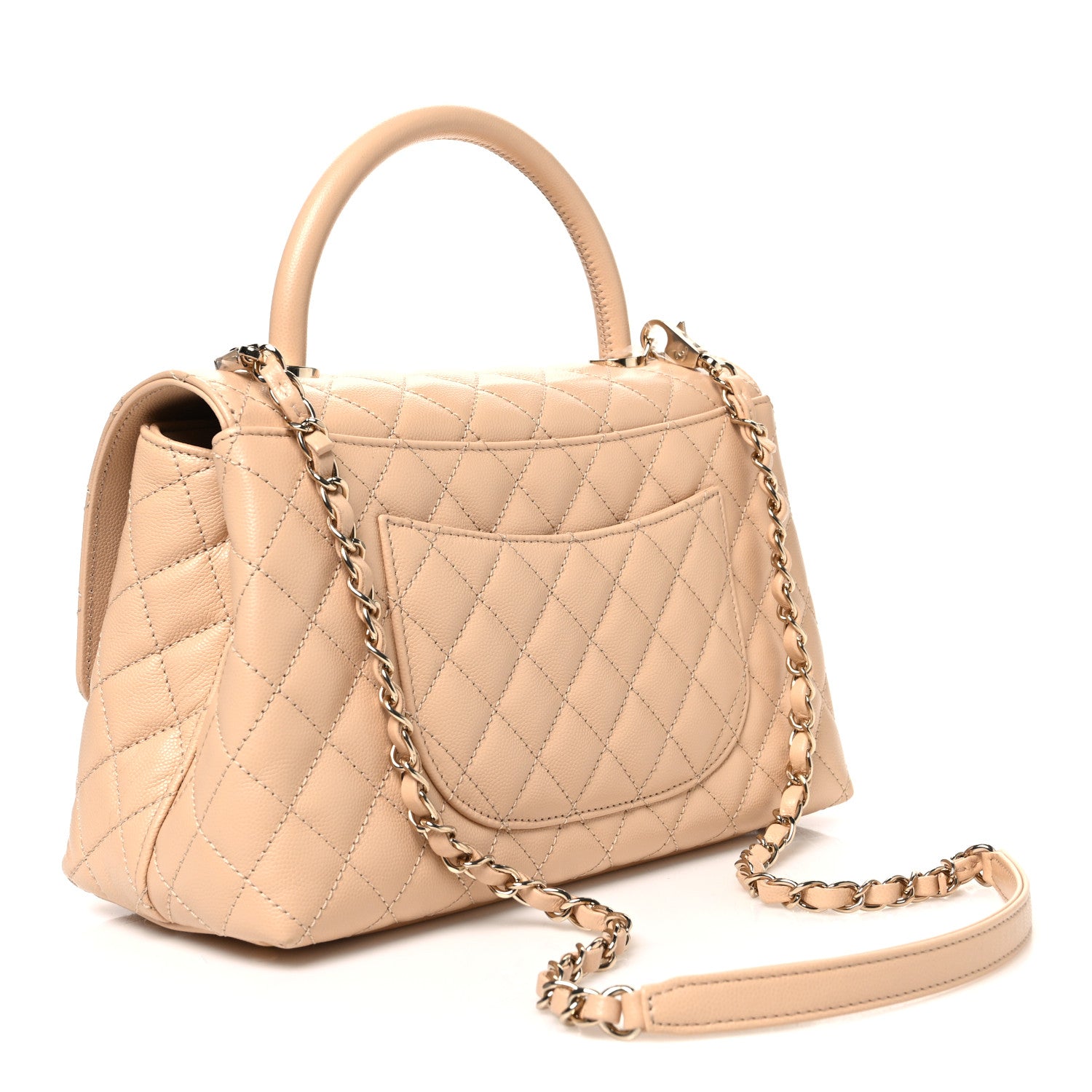 Caviar Quilted Small Coco Handle Flap Beige — view 3