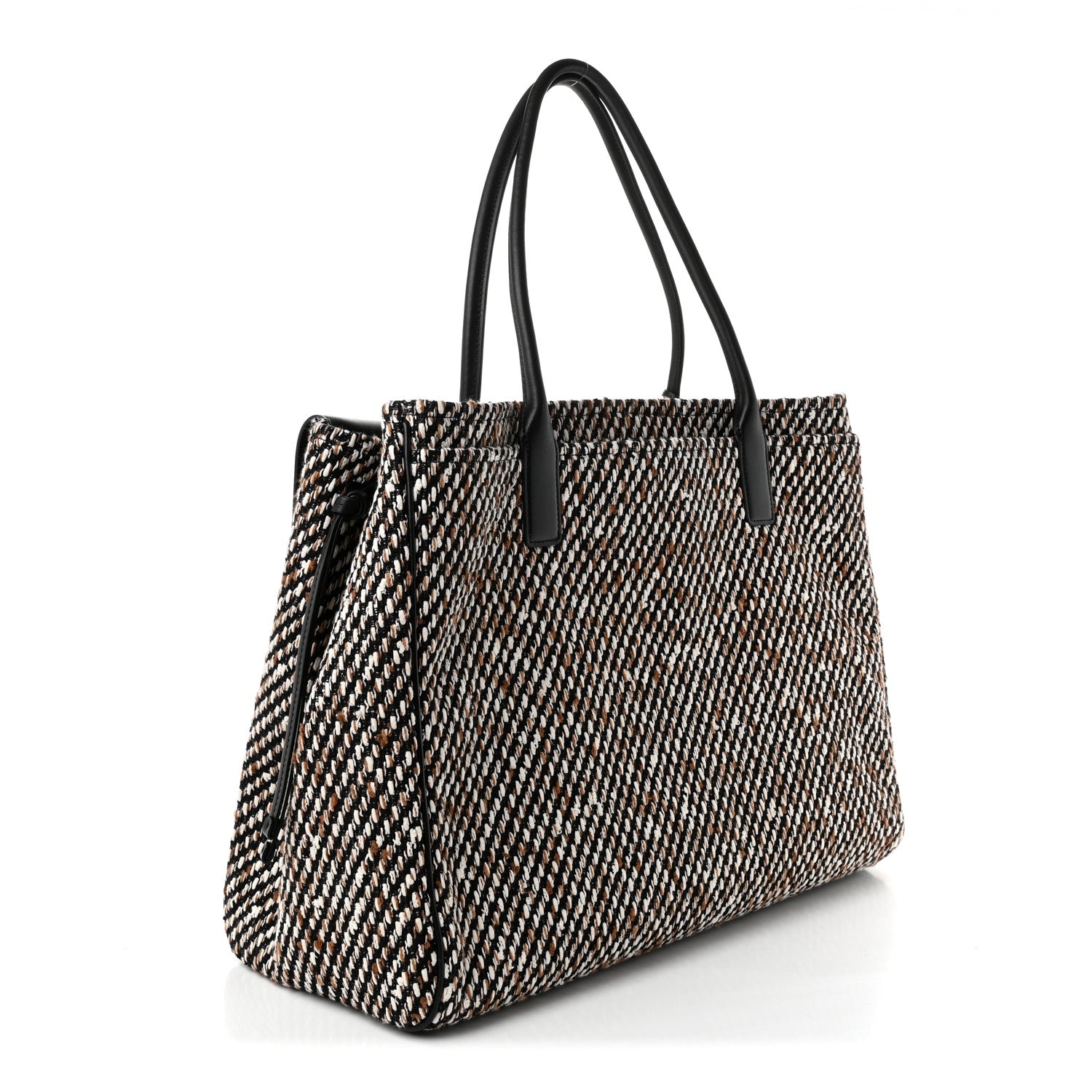 Tweed Calfskin Urban Essentials Large Shopping Bag Black Multicolor — view 3