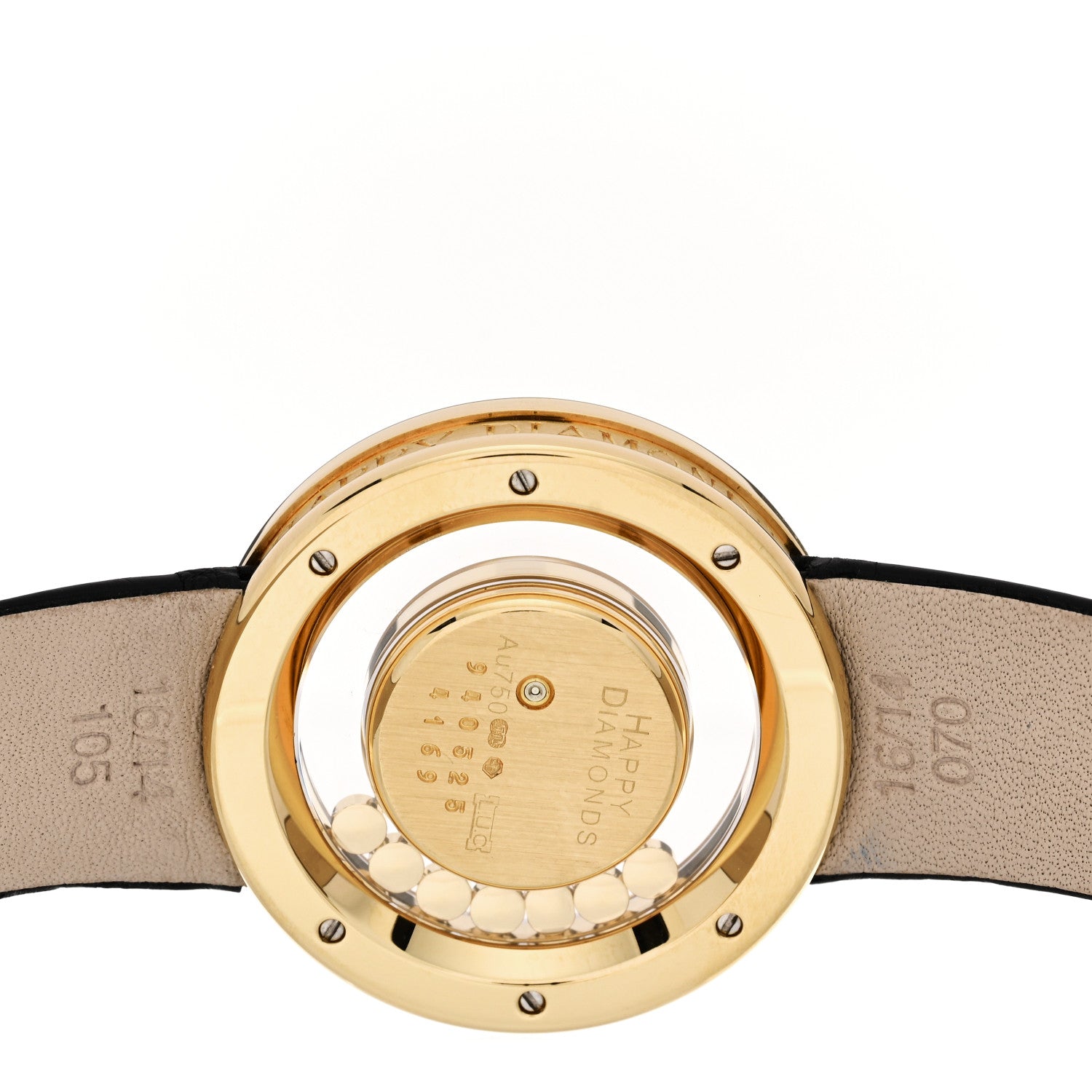 18K Yellow Gold Alligator Diamond Bezel 30mm Happy Diamonds Automatic Watch — view 4