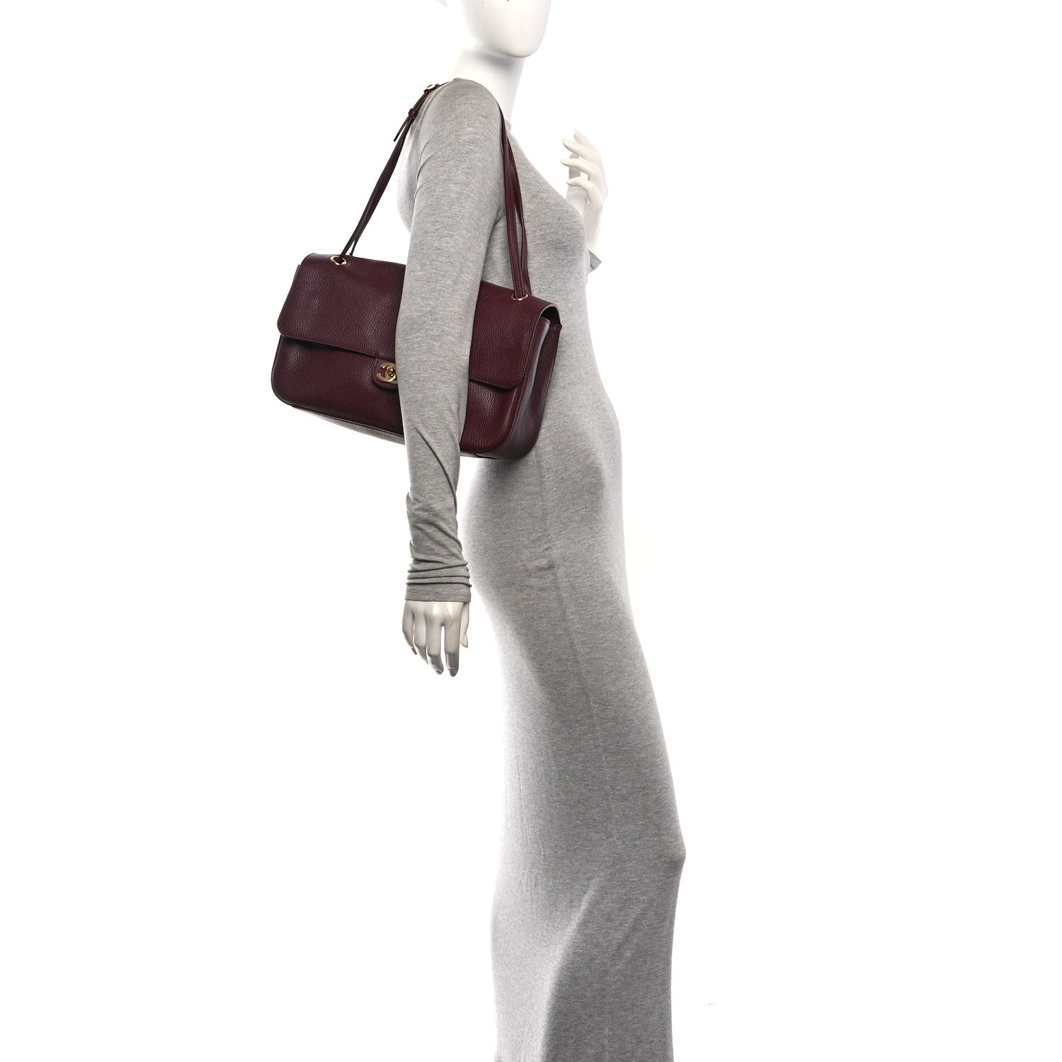 Grained Calfskin Small Souplissimo Maxi Flap Burgundy — view 2