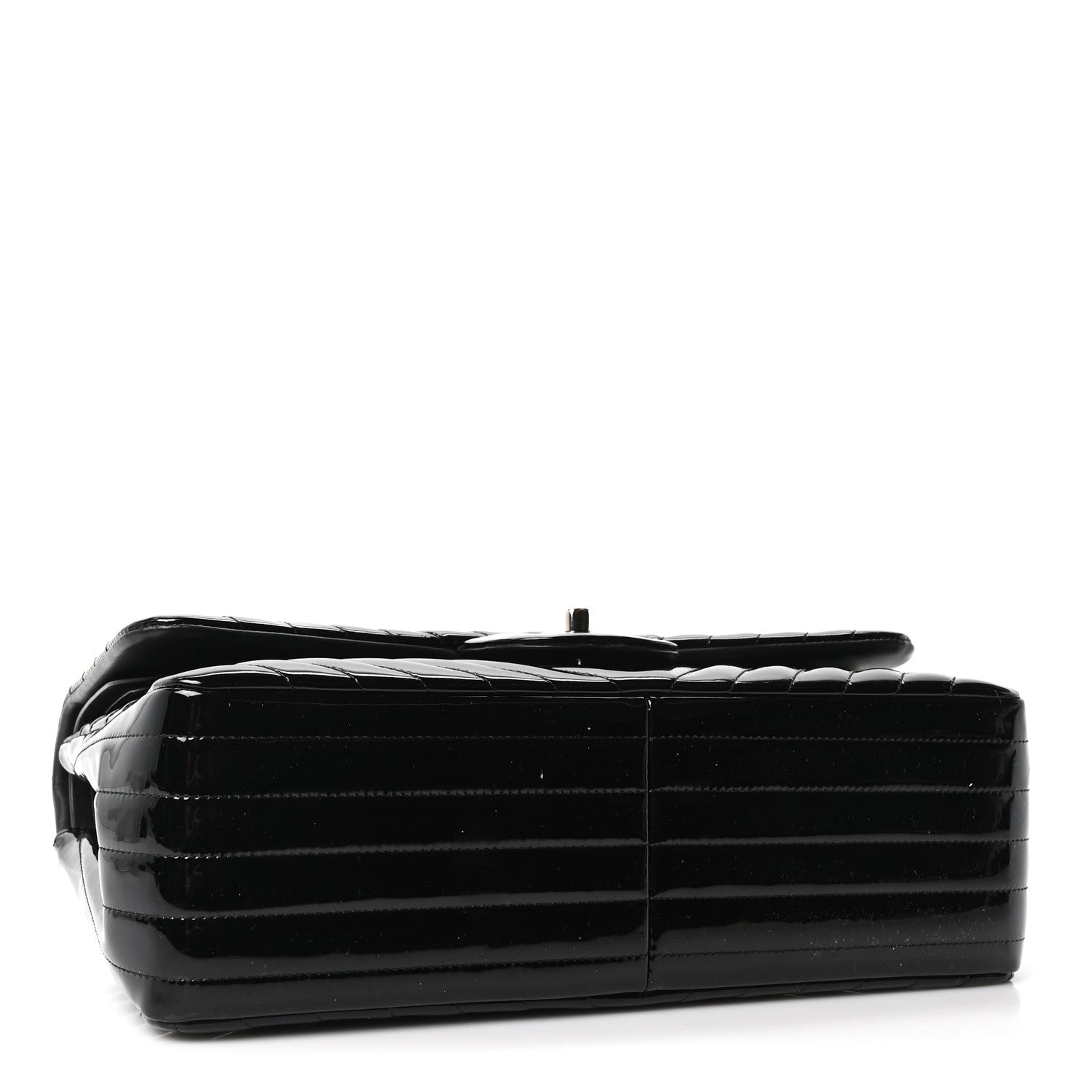 Patent Chevron Quilted Jumbo Double Flap Black — view 4