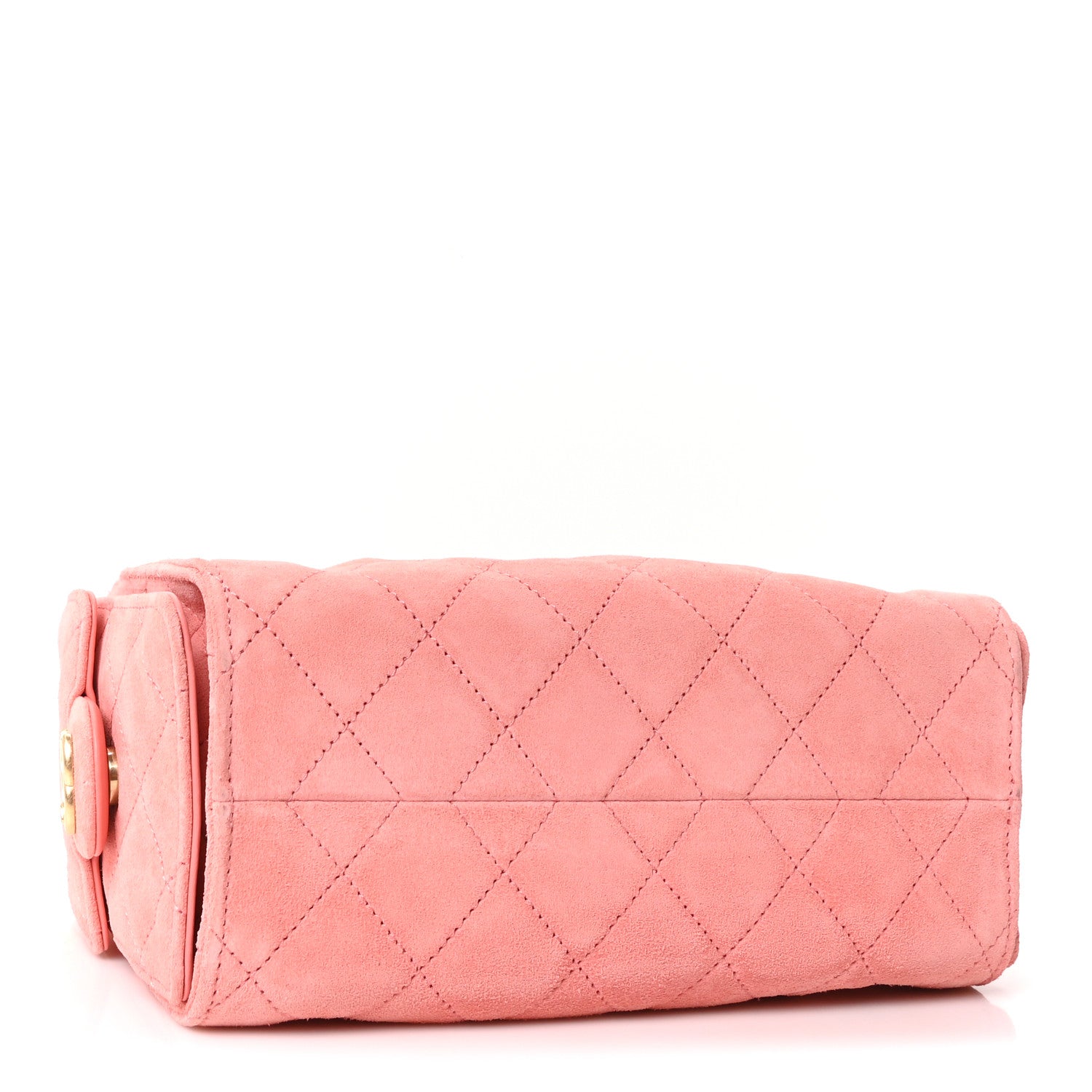 Suede Quilted Mini Chanel 25 Handbag Pink — view 4