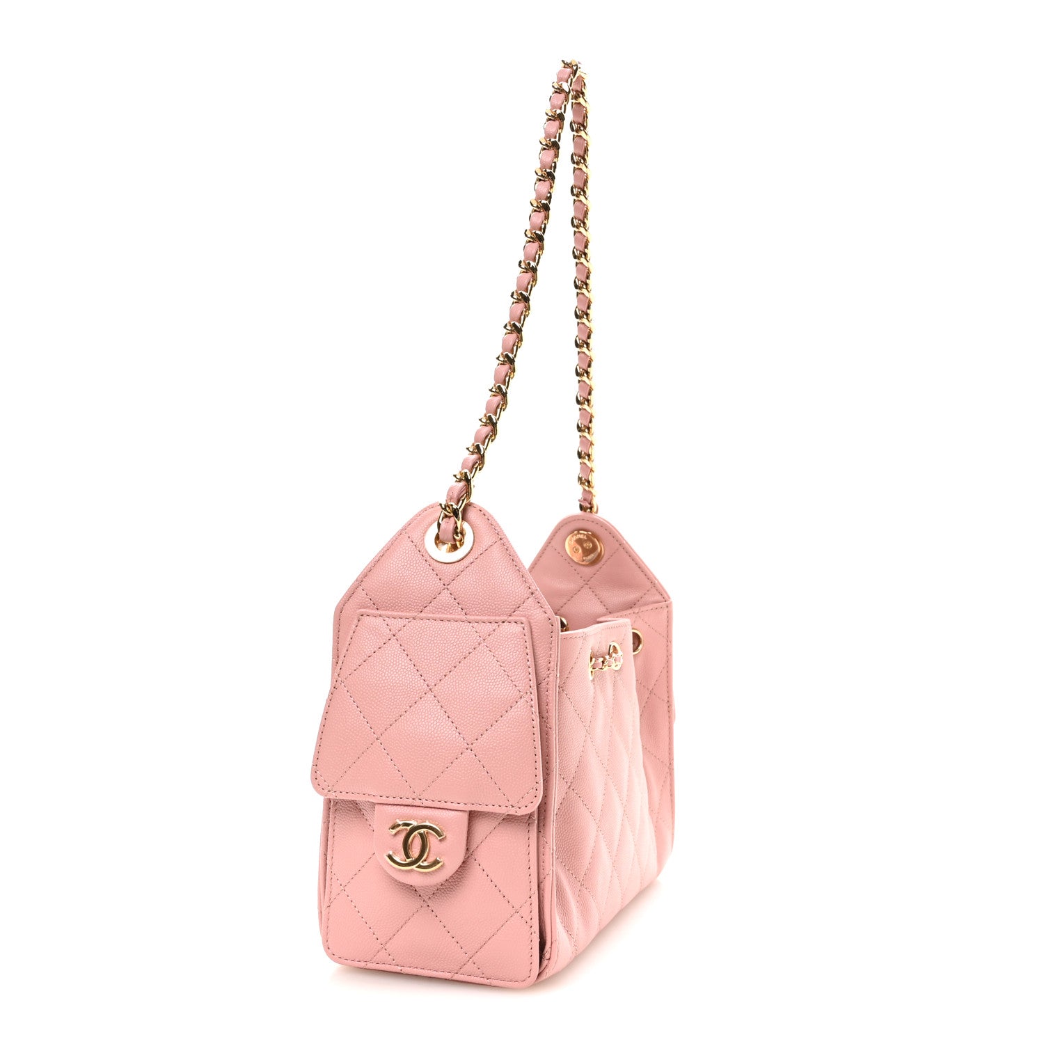 Caviar Quilted Mini Chanel 25 Handbag Pink — view 3
