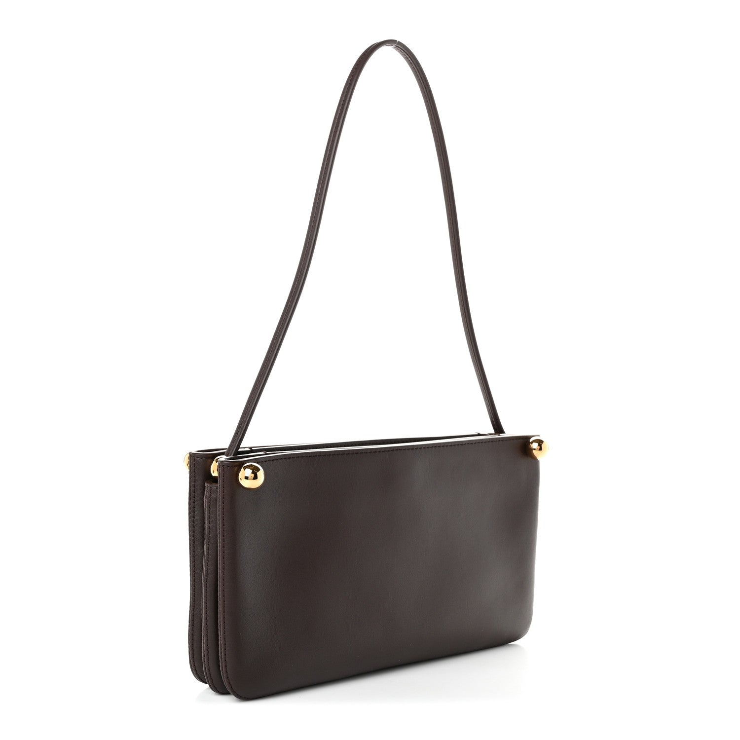 Calfskin Chick Studs Clutch Dark Brown — view 3