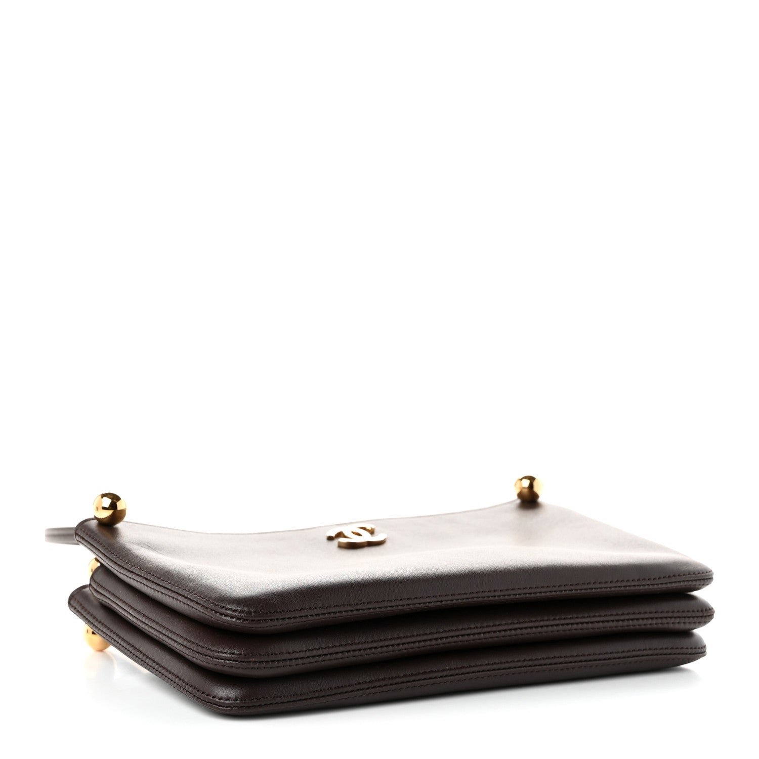 Calfskin Chick Studs Clutch Dark Brown — view 4