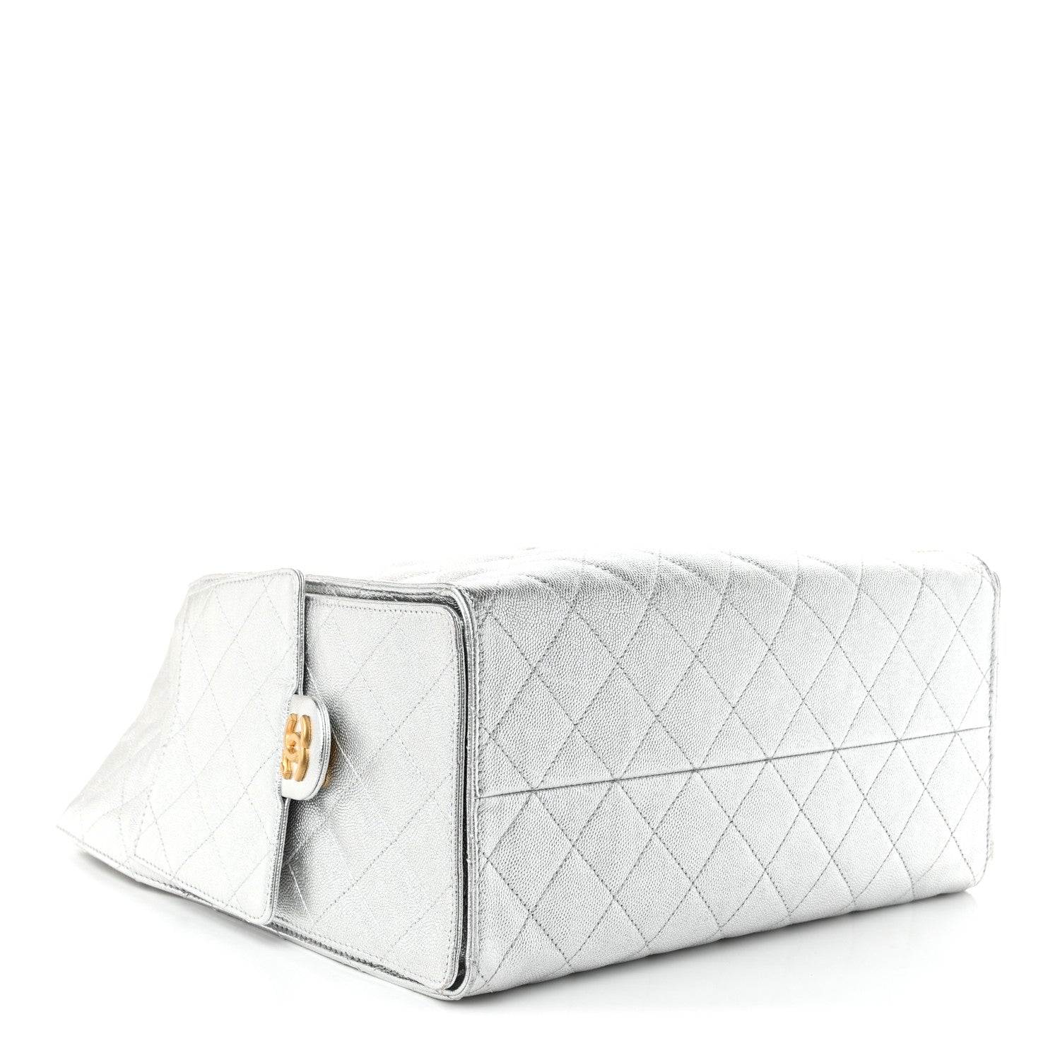 Metallic Caviar Quilted Medium Chanel 25 Handbag Silver — view 5