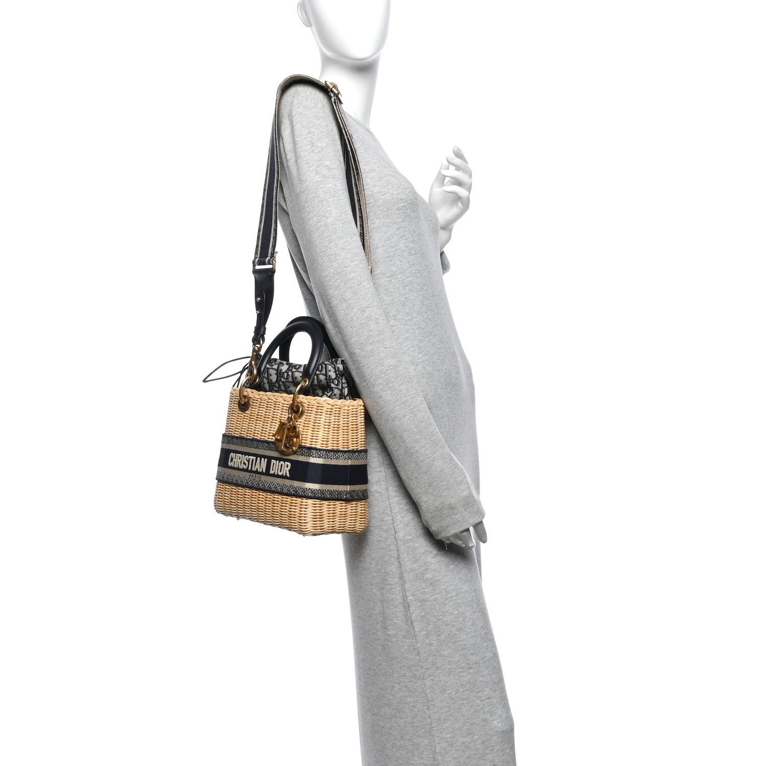 Wicker Oblique Medium Lady Dior Bag Blue — view 2