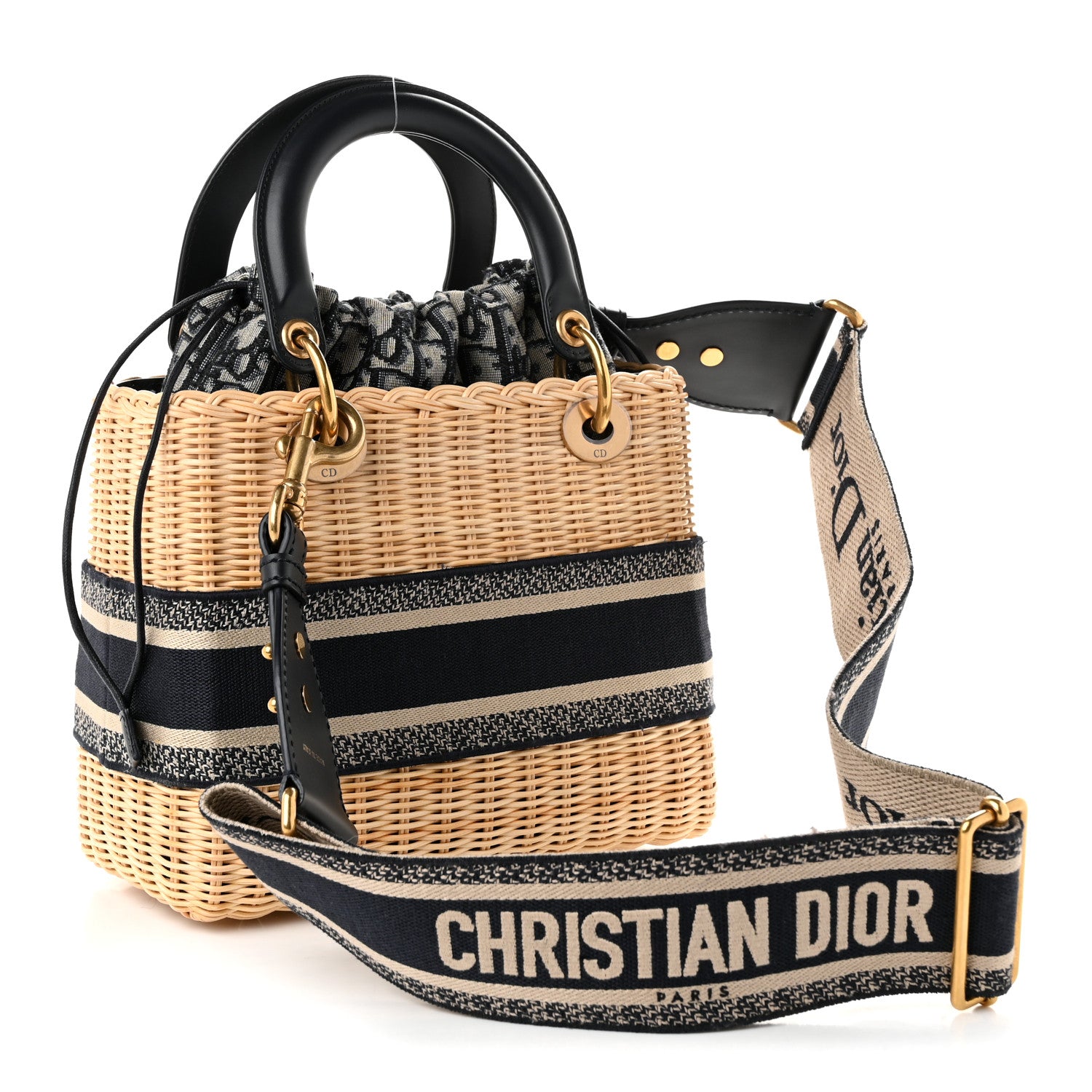 Wicker Oblique Medium Lady Dior Bag Blue — view 3
