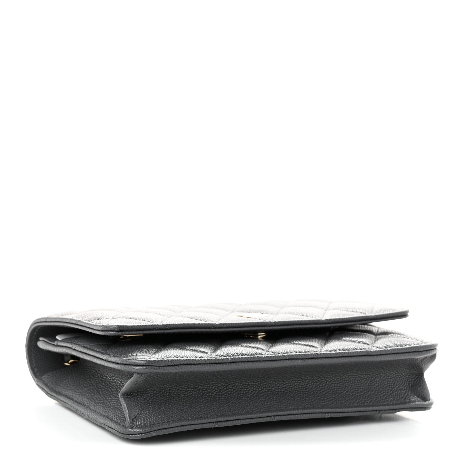 Caviar Quilted Wallet on Chain WOC Grey — view 4