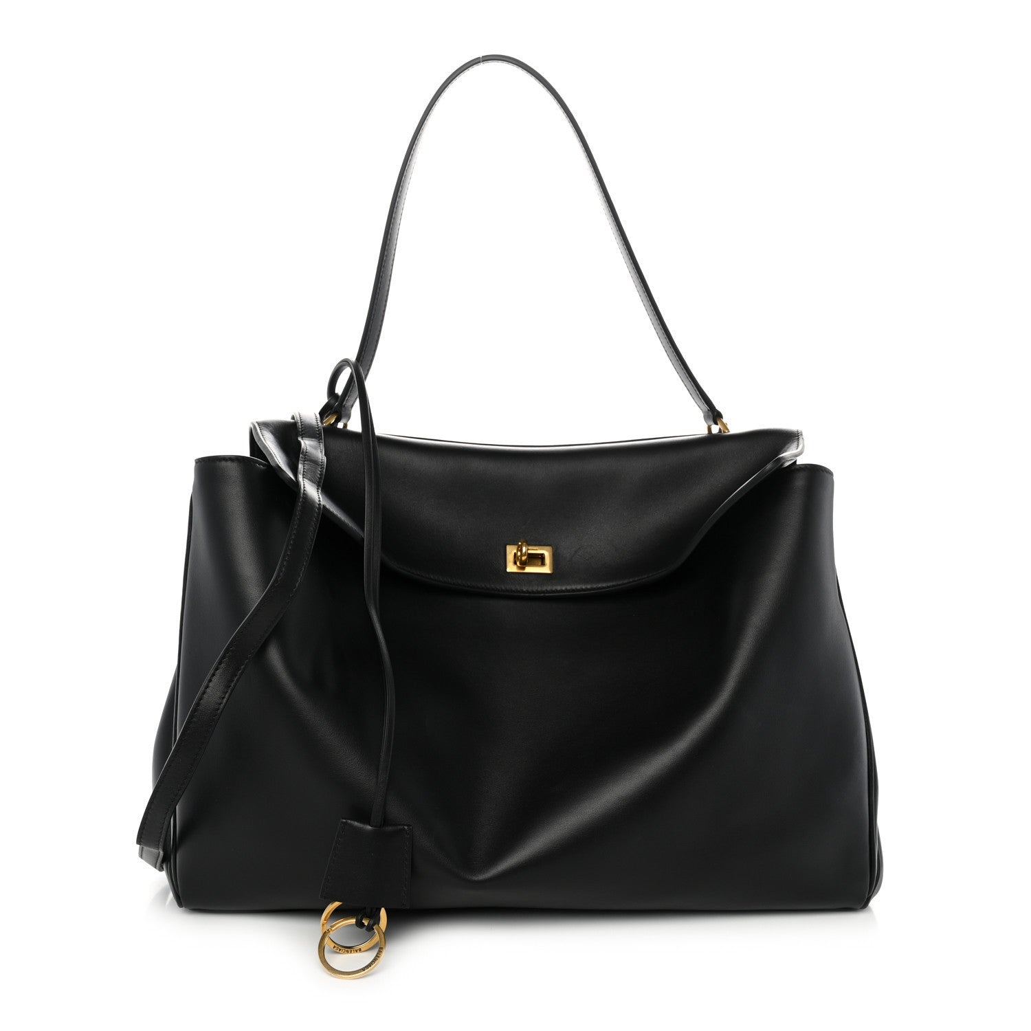 Smooth Calfskin Large Rodeo Top Handle Handbag Black