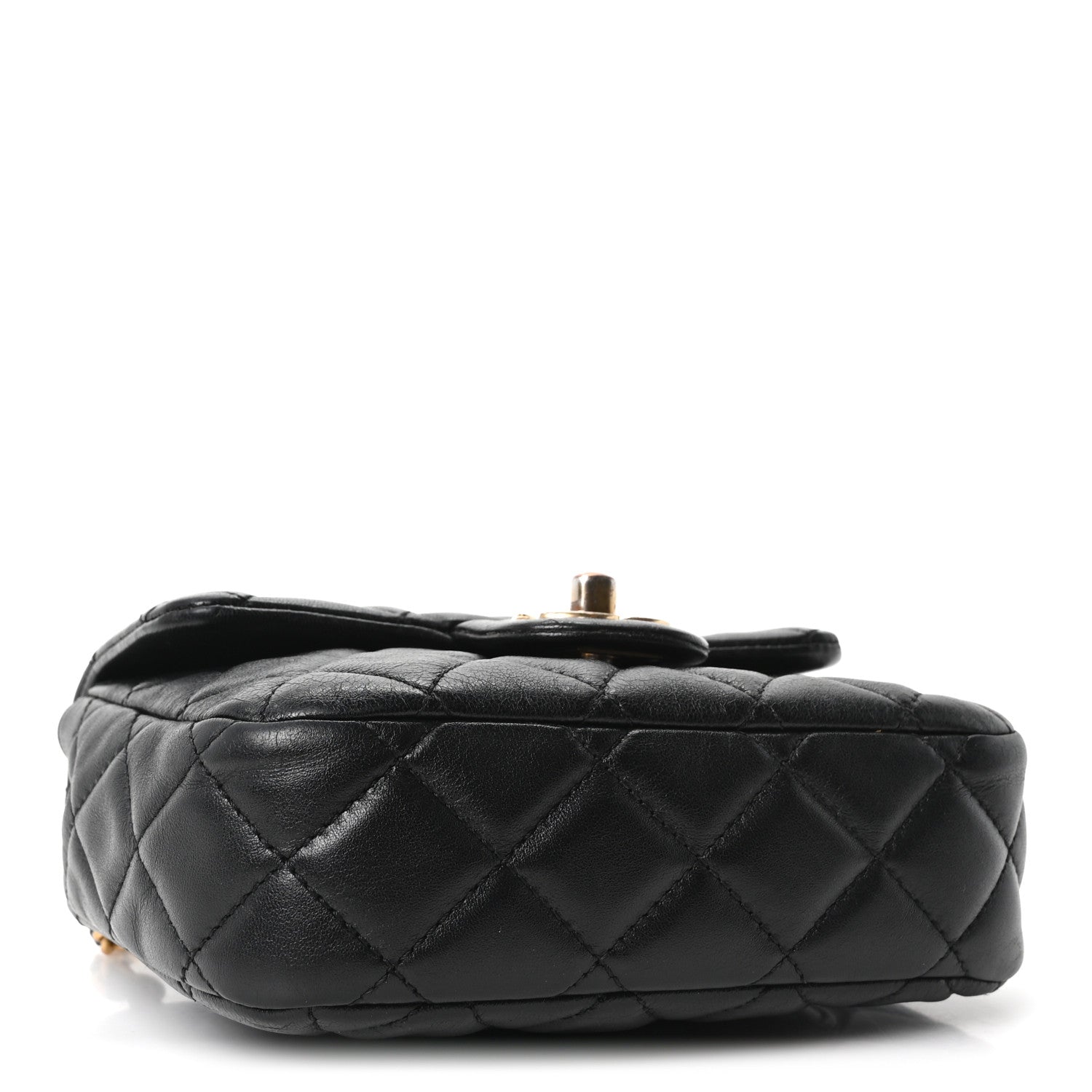 Lambskin Enamel Quilted Mini Coco Hearts Square Flap Black — view 4