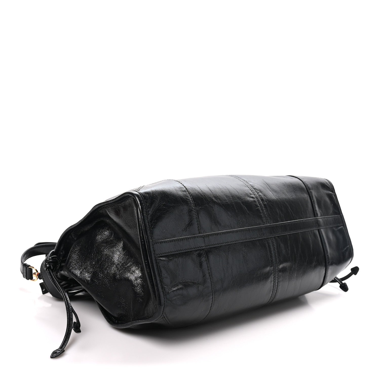 Glossy Calfskin Triangle Large Bonnie Shoulder Bag Black — view 4