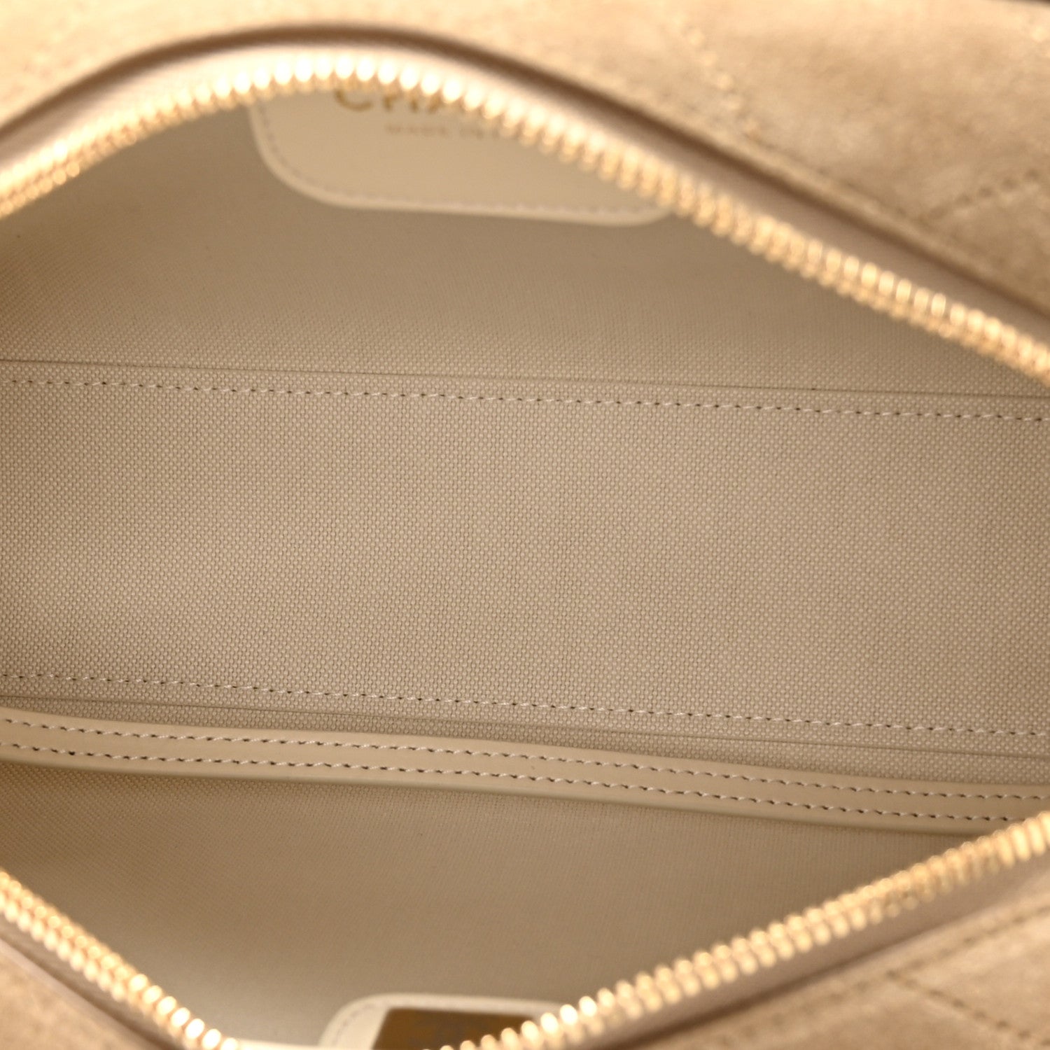 Suede Calfskin Large Perfect Bowling Bag Dark Beige — view 5
