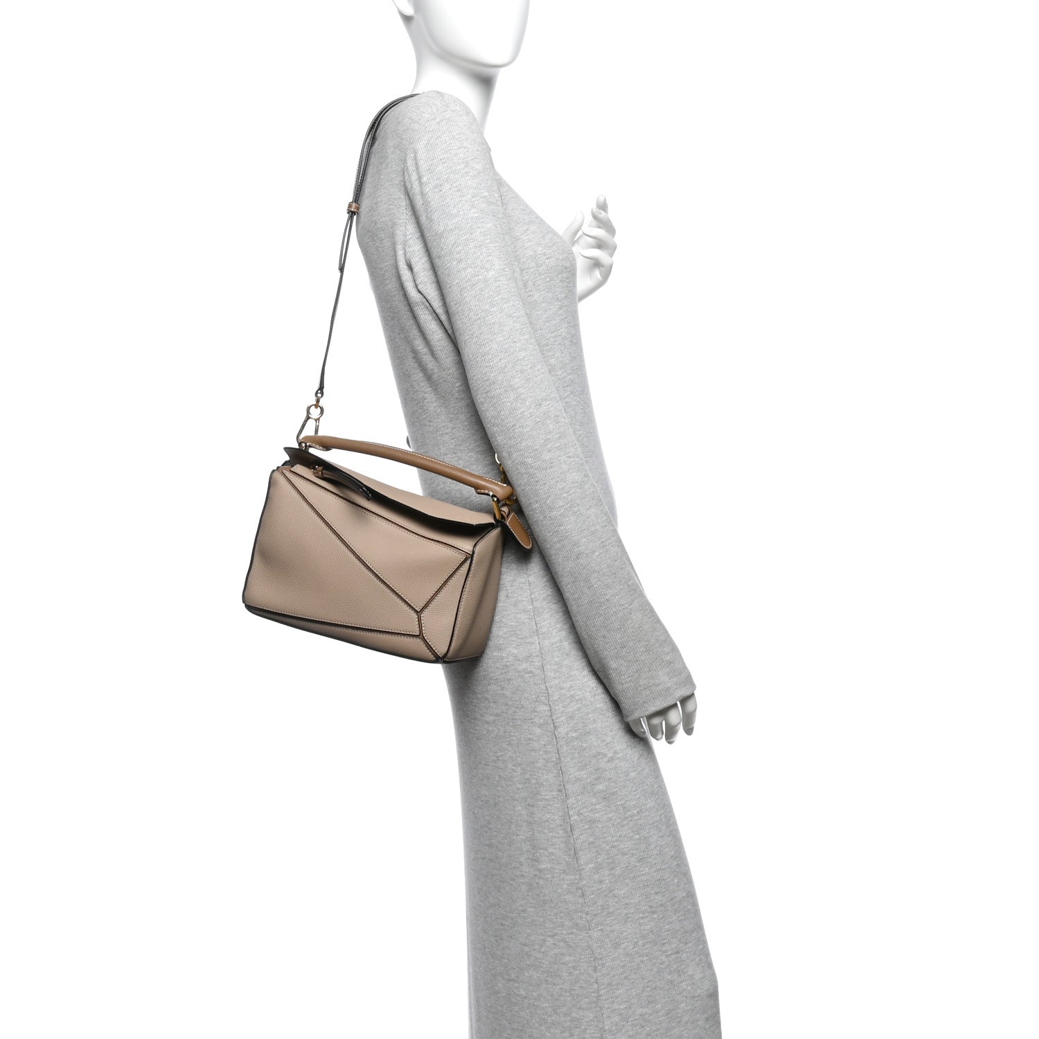 Grained Calfskin Small Puzzle Bag Sand Mink — view 2