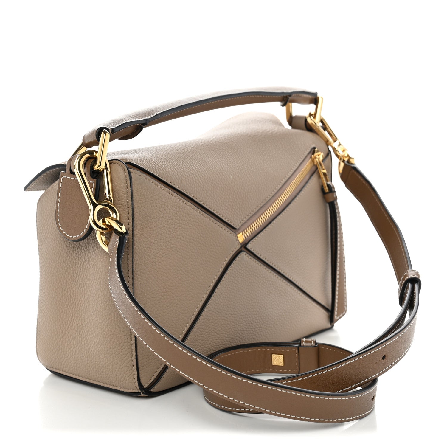 Grained Calfskin Small Puzzle Bag Sand Mink — view 3