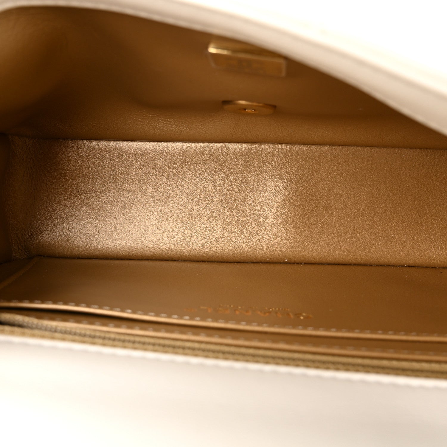 Lambskin Quilted Mini Rectangular Pearl Crush Flap White — view 5