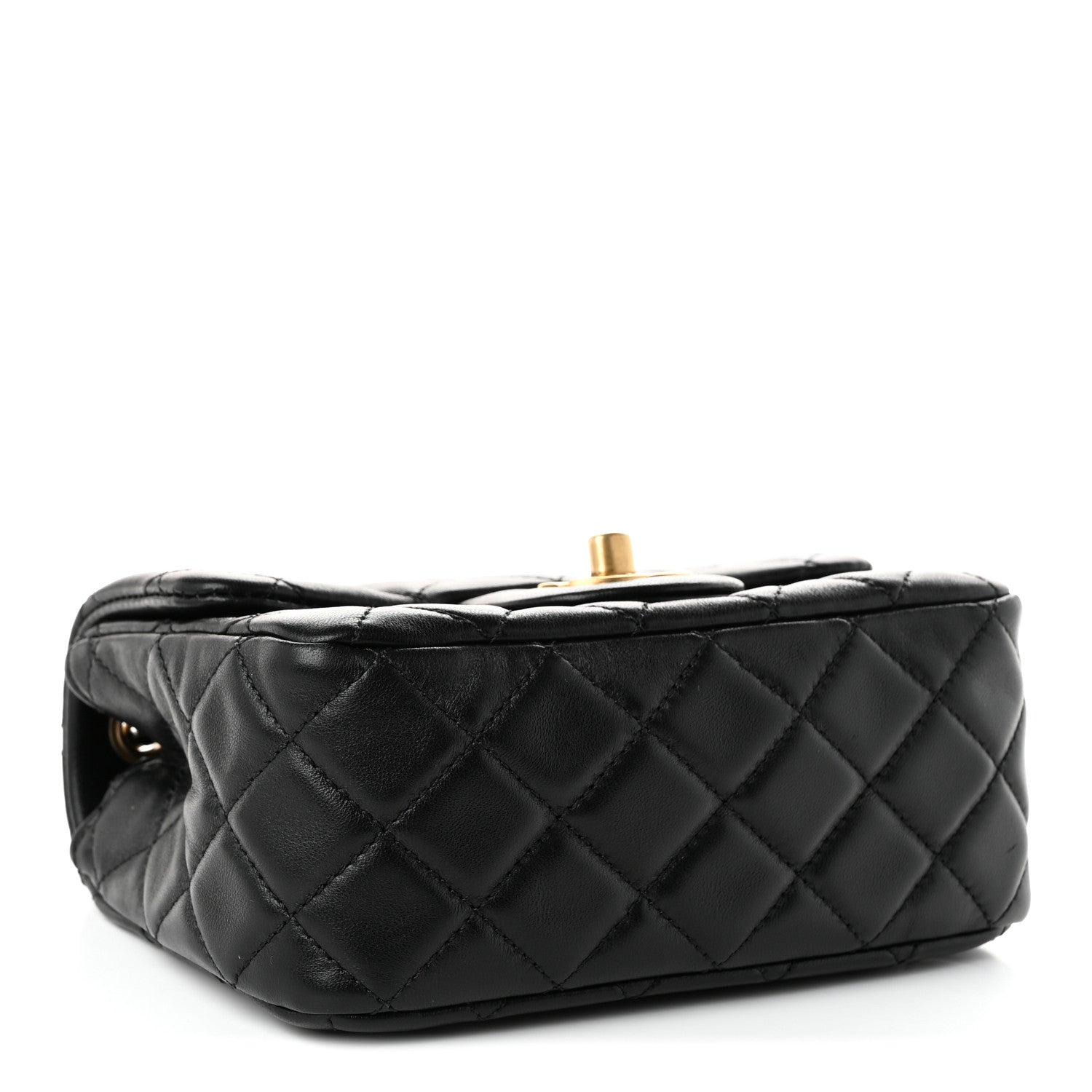 Lambskin Quilted Mini Pearl Crush Flap Black — view 4