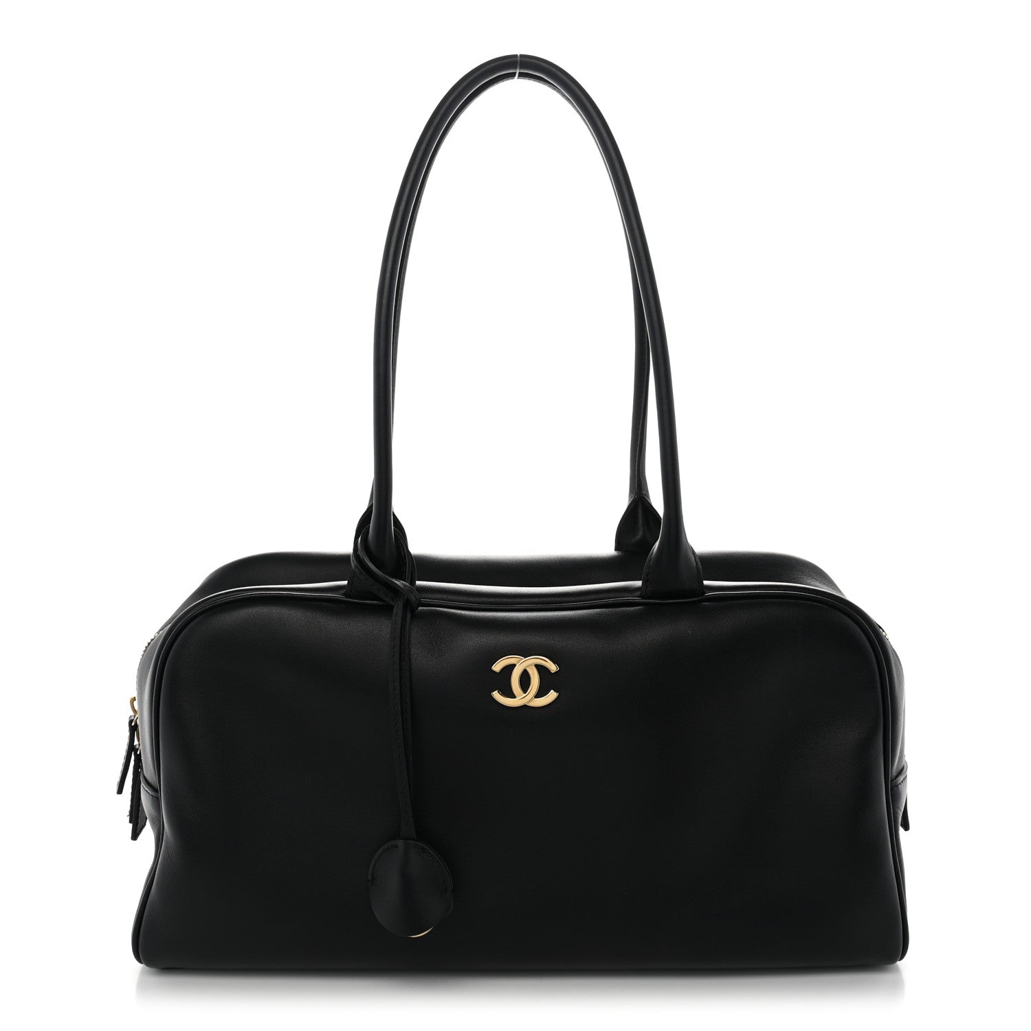 Calfskin Large Perfect Bowling Bag Black — view 1