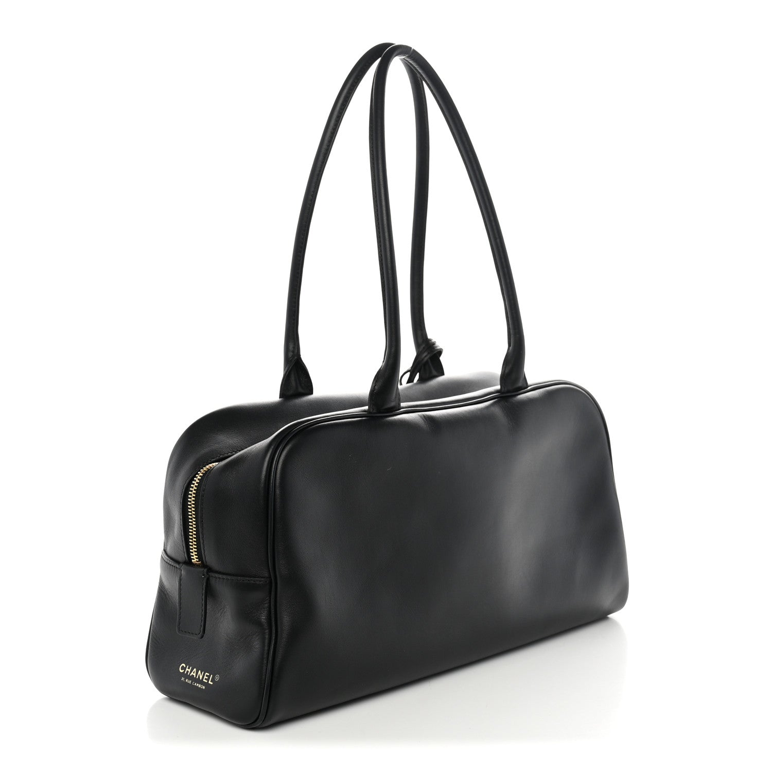 Calfskin Large Perfect Bowling Bag Black — view 3