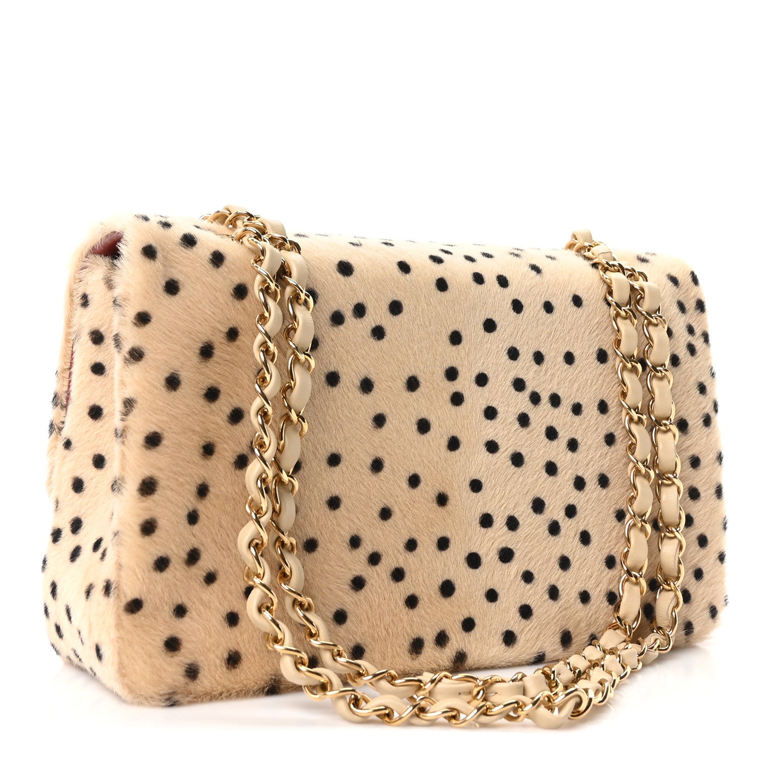 Pony Hair Cheetah Printed Creative Fabrics Flap Light Beige Black — view 3