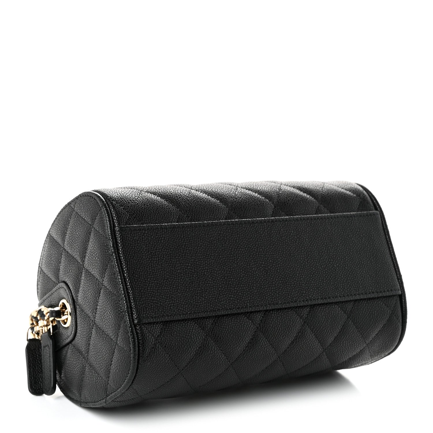 Caviar Quilted Barrel Clutch With Chain Black — view 4