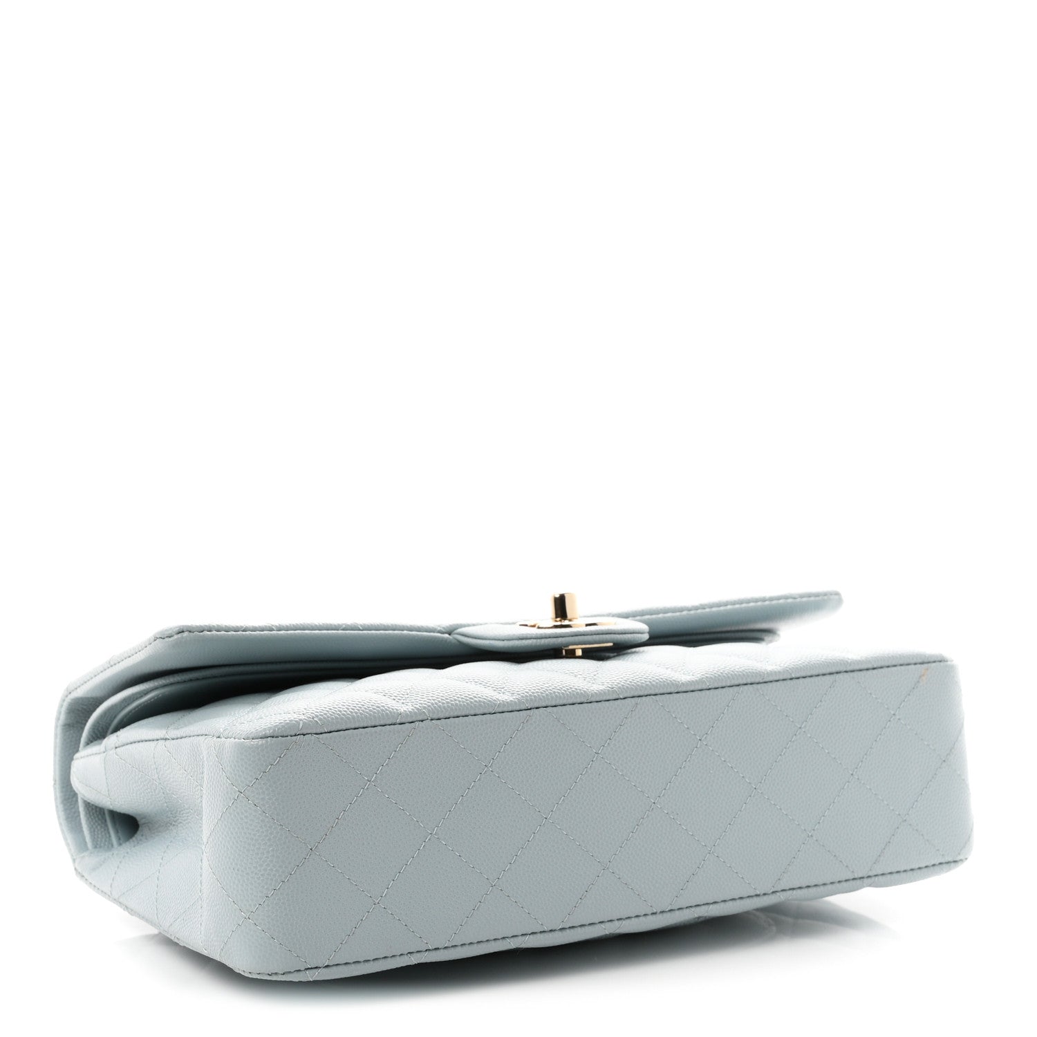 Caviar Quilted Medium Double Flap Light Blue — view 4