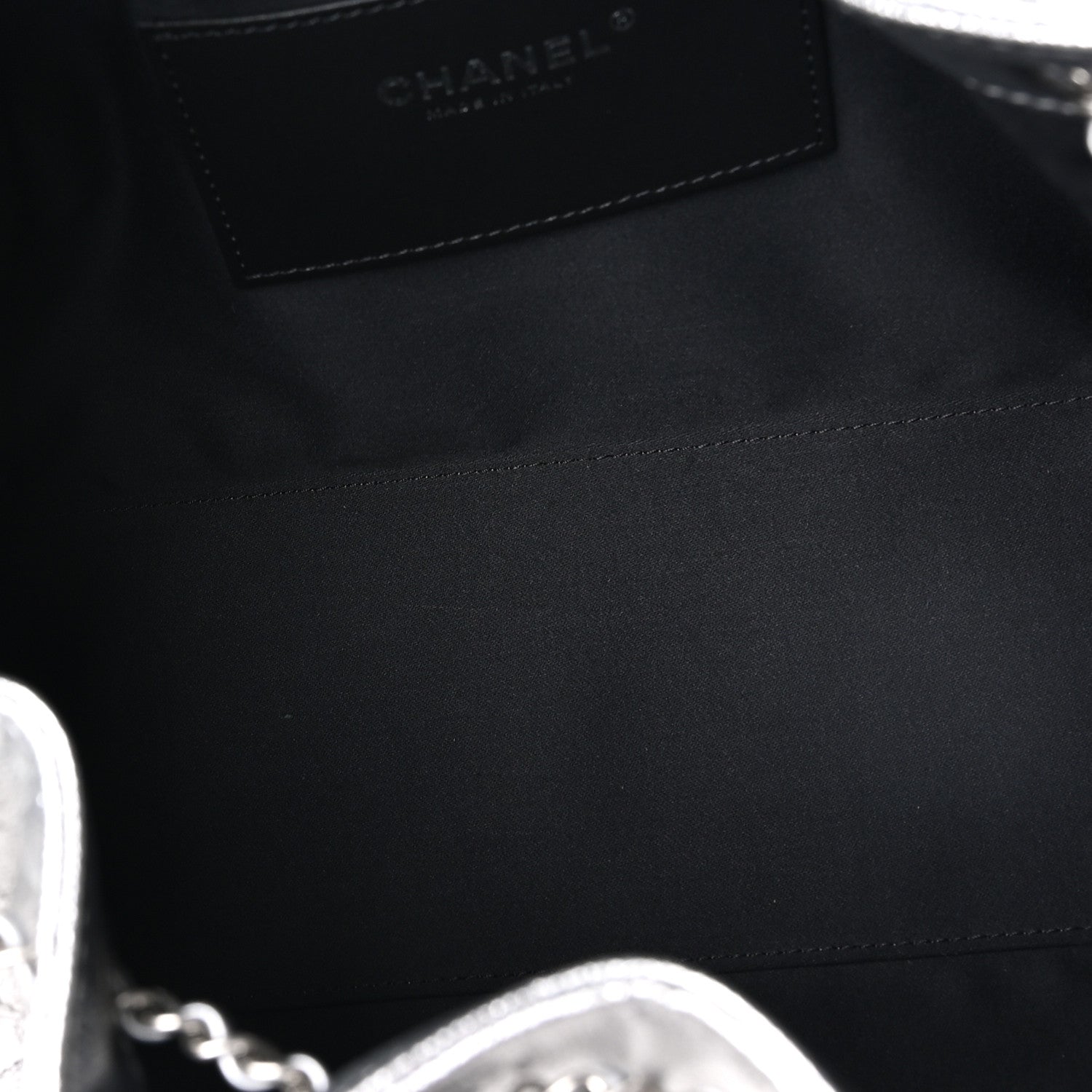 Metallic Caviar Quilted Small Chanel 25 Handbag Silver — view 5