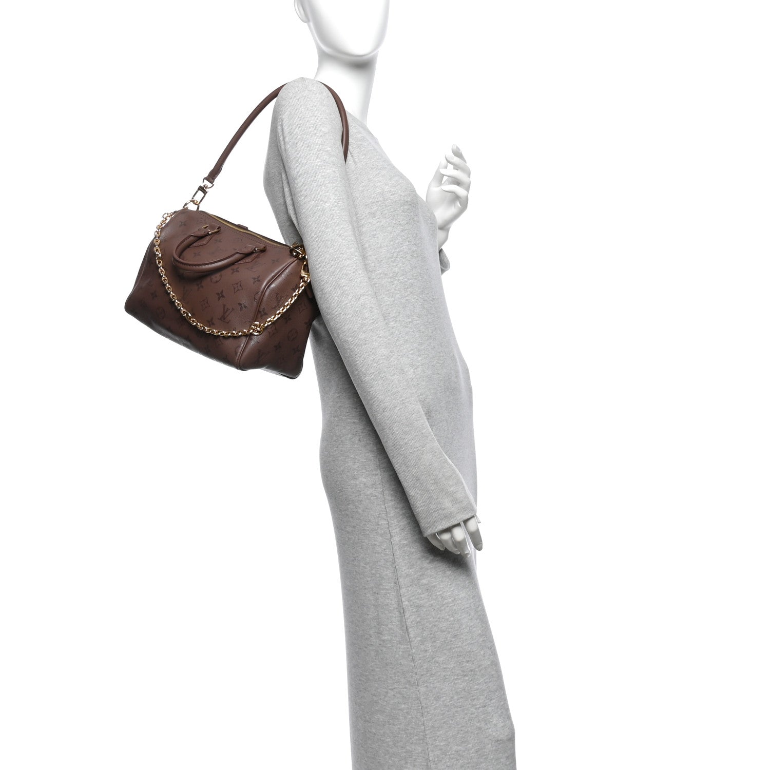 Calfskin LV Bliss Speedy Bandouliere 25 Brun — view 2