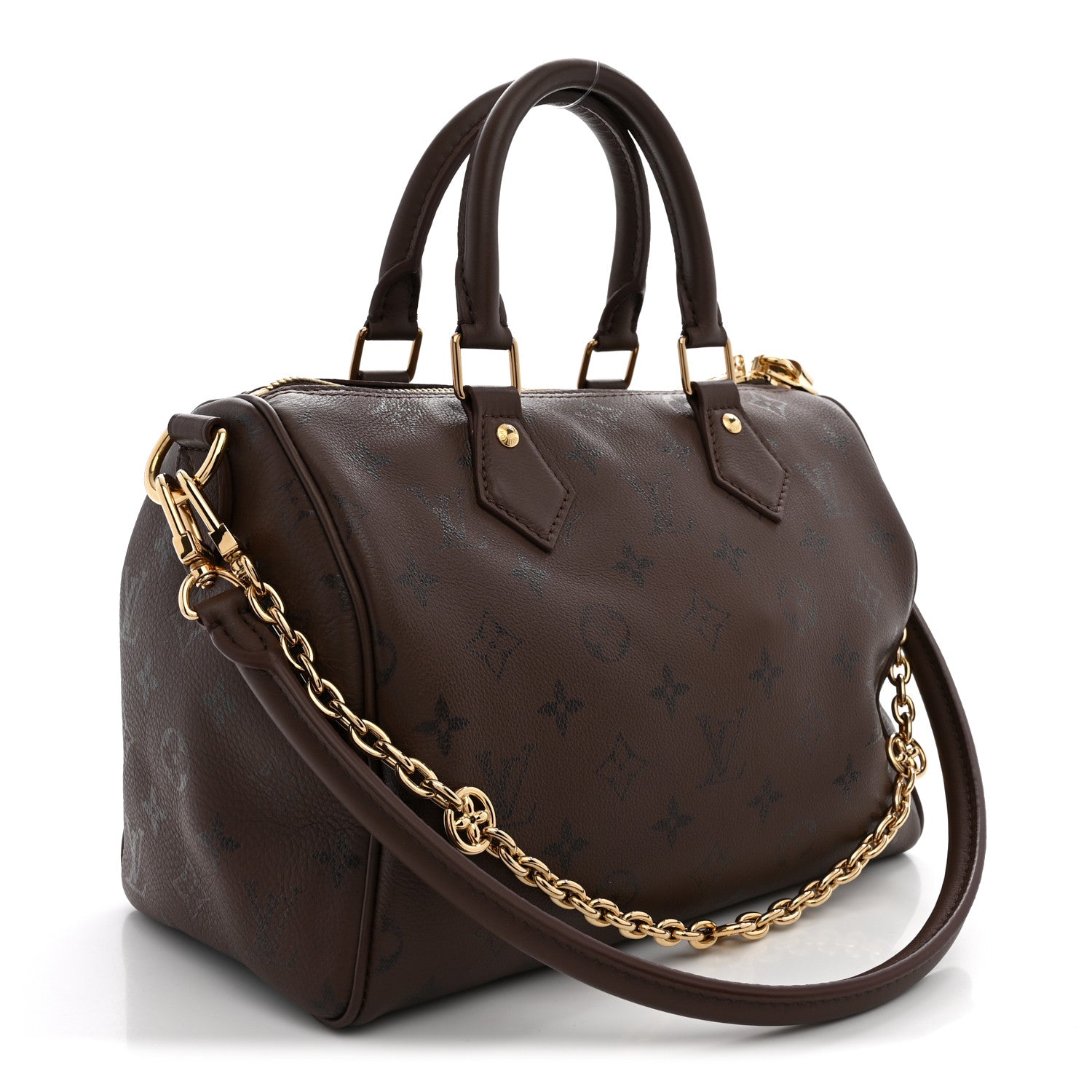 Calfskin LV Bliss Speedy Bandouliere 25 Brun — view 3