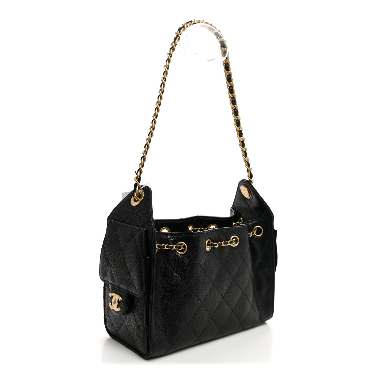 Caviar Quilted Mini Chanel 25 Handbag Black — view 3