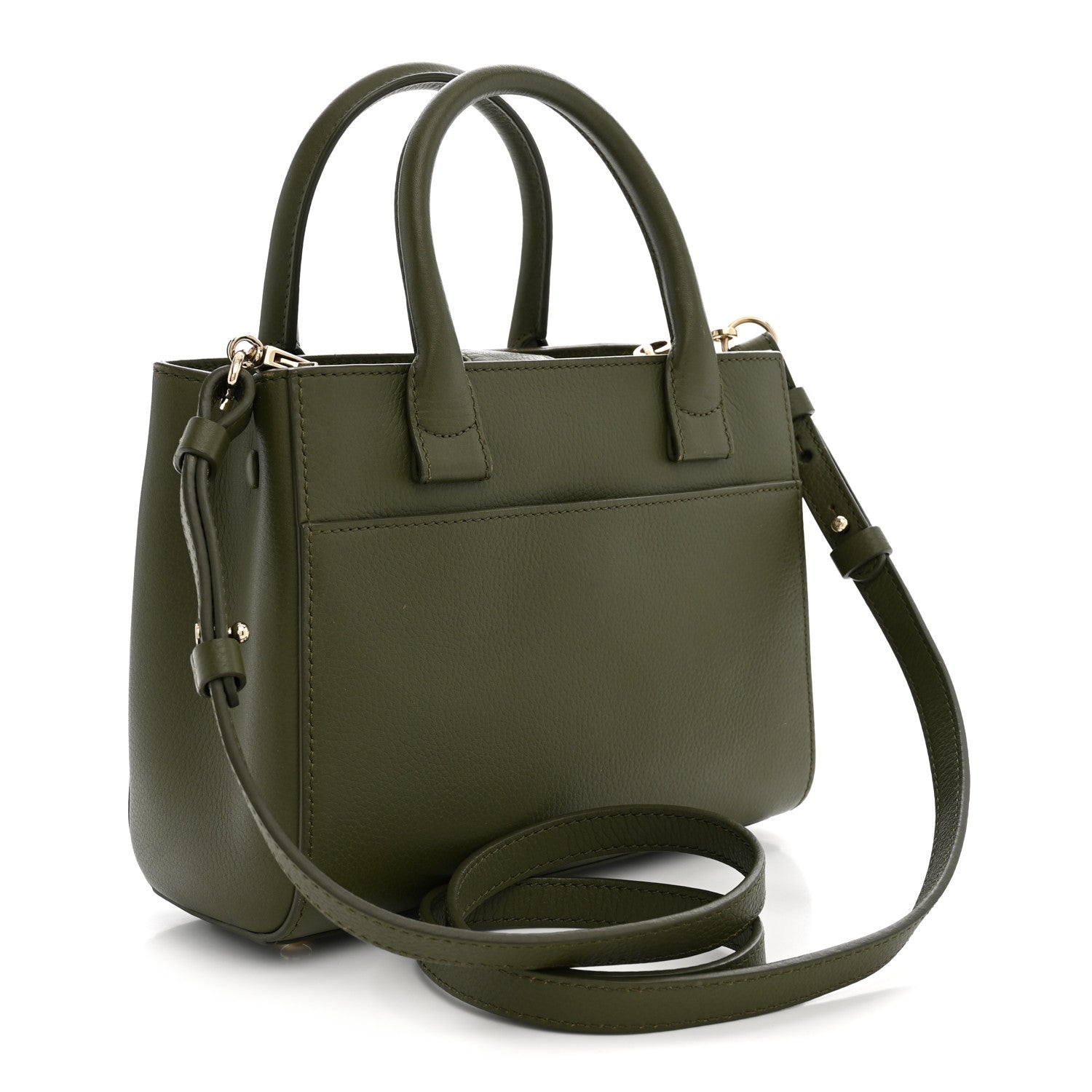 Grained Calfskin Mini Neo Executive Shopper Tote Khaki — view 3