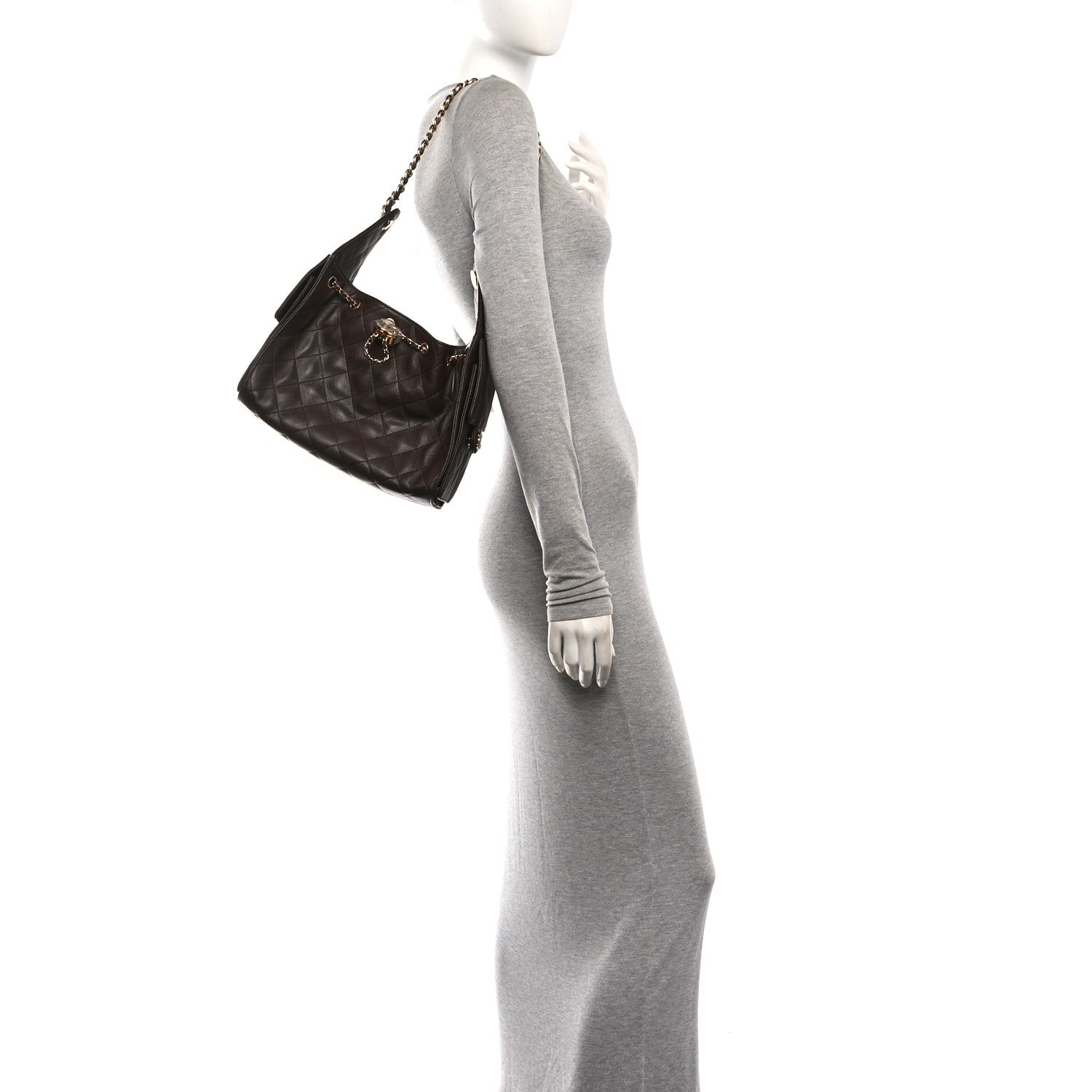 Caviar Quilted Small Chanel 25 Handbag Dark Brown — view 2