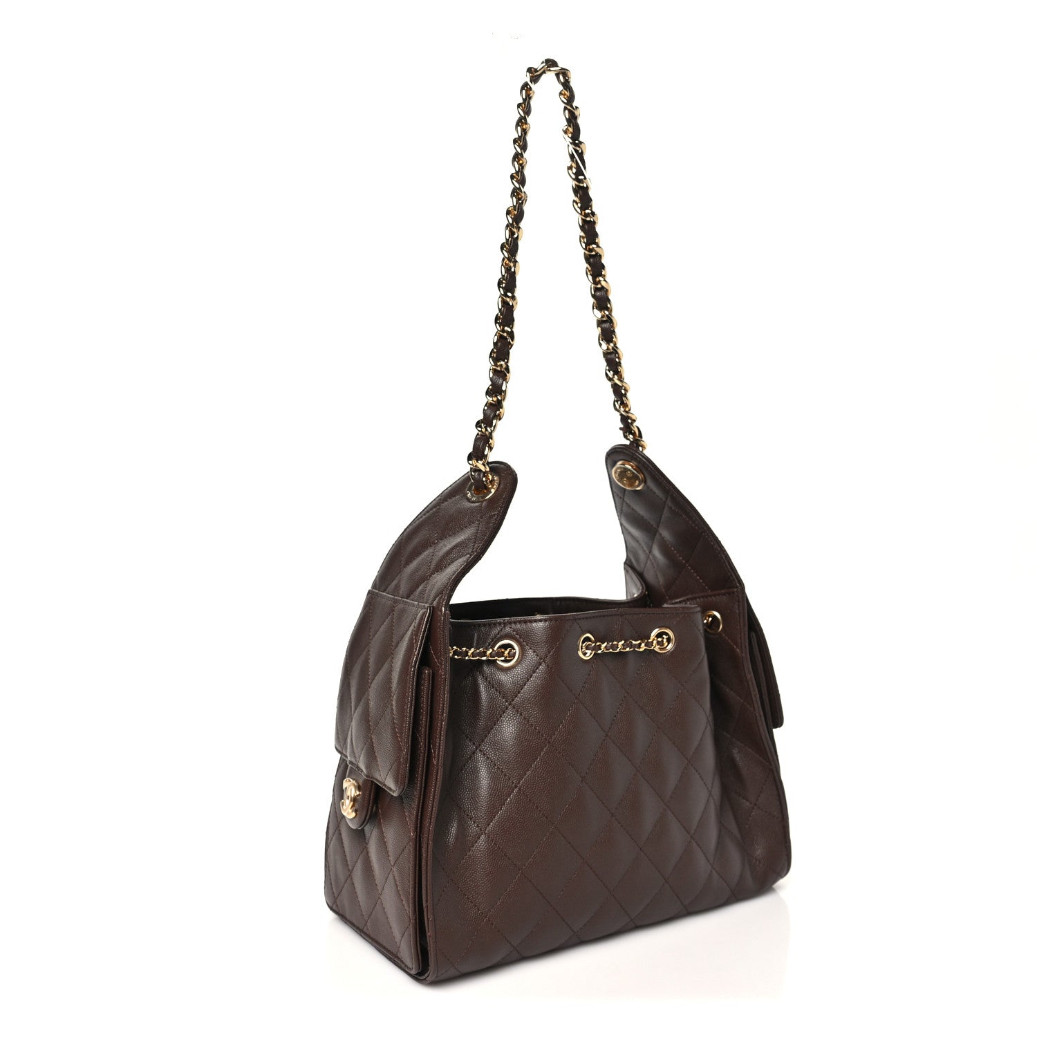 Caviar Quilted Small Chanel 25 Handbag Dark Brown — view 3