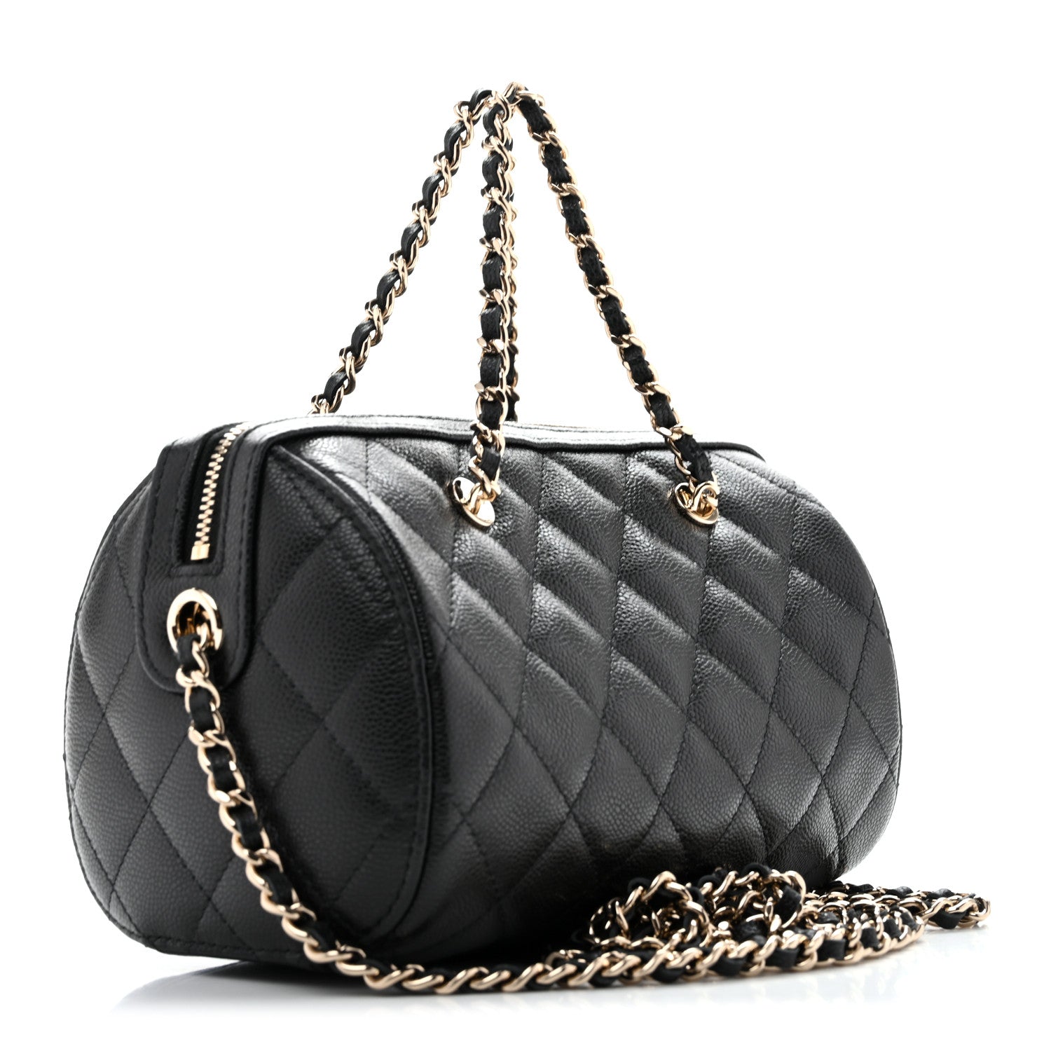 Caviar Quilted Barrel Clutch With Chain  Black — view 3