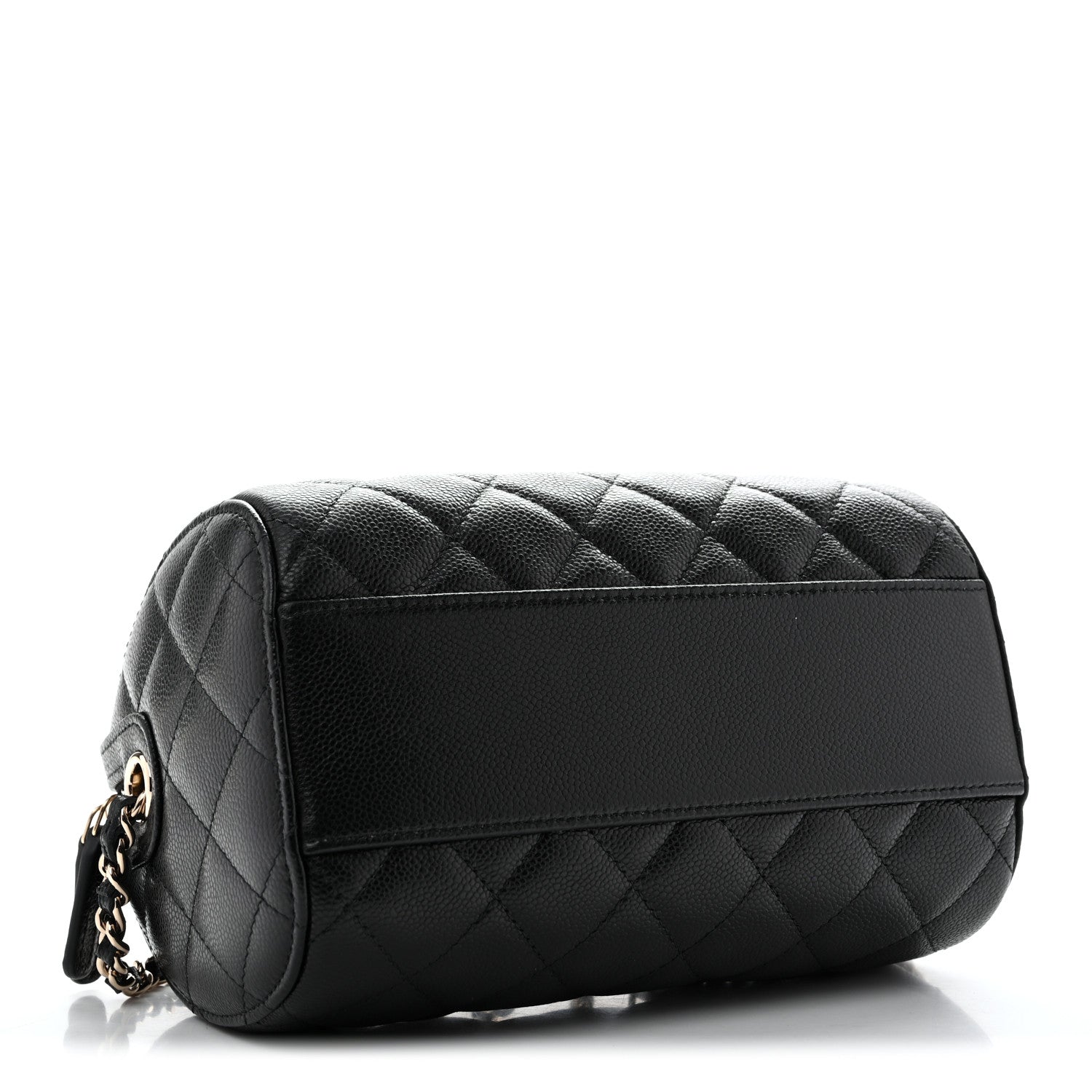 Caviar Quilted Barrel Clutch With Chain  Black — view 4
