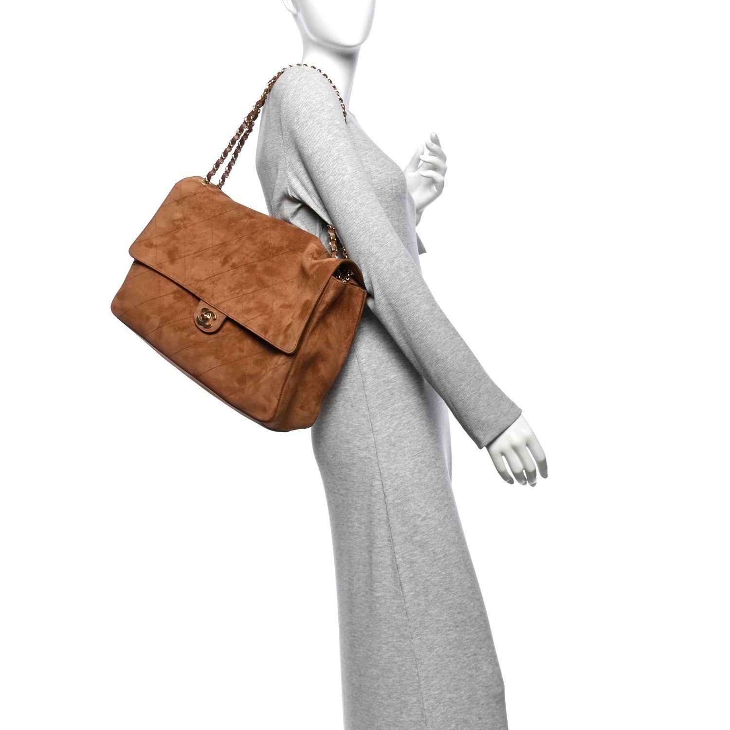 Suede Calfskin Souplissimo Maxi Flap Camel — view 2