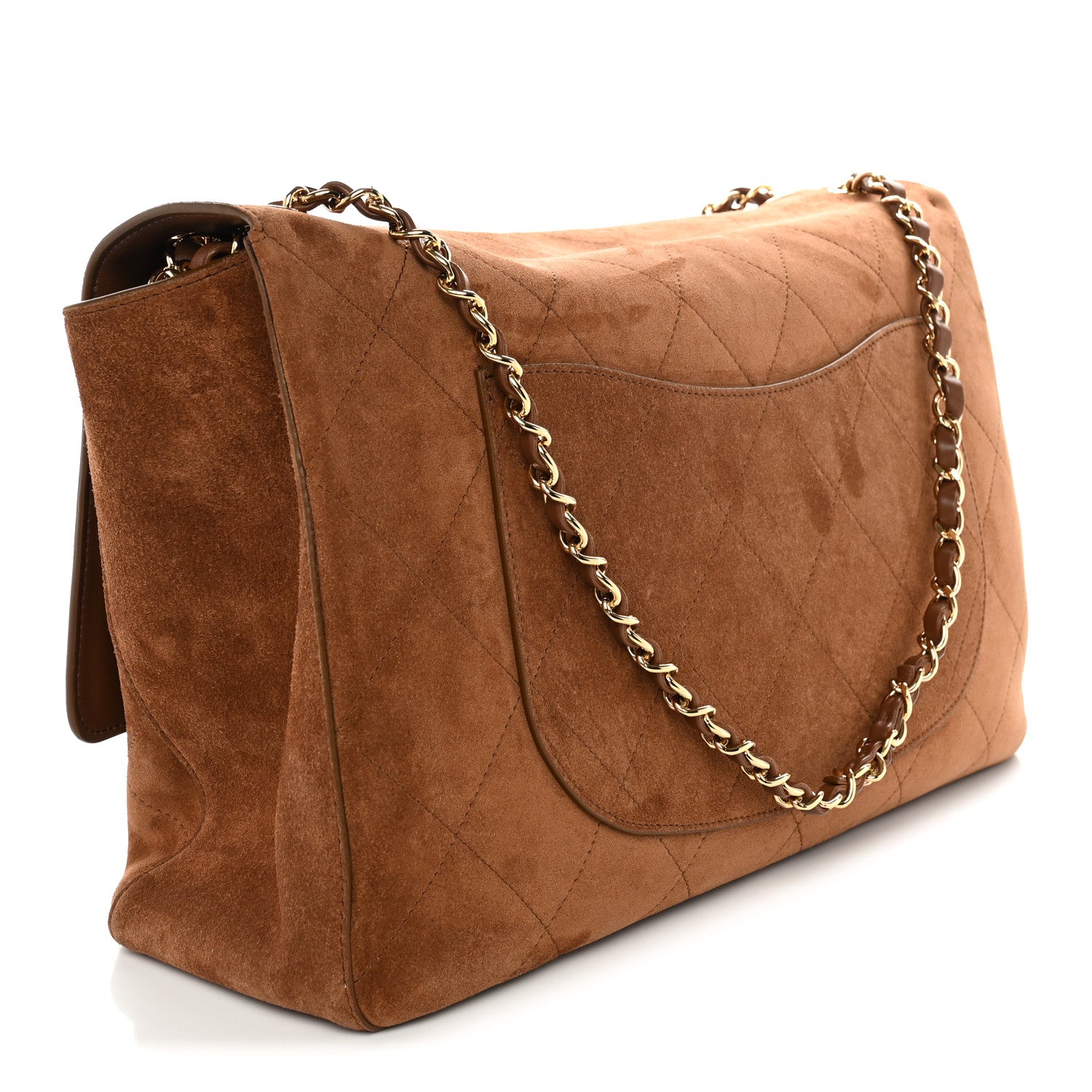 Suede Calfskin Souplissimo Maxi Flap Camel — view 3