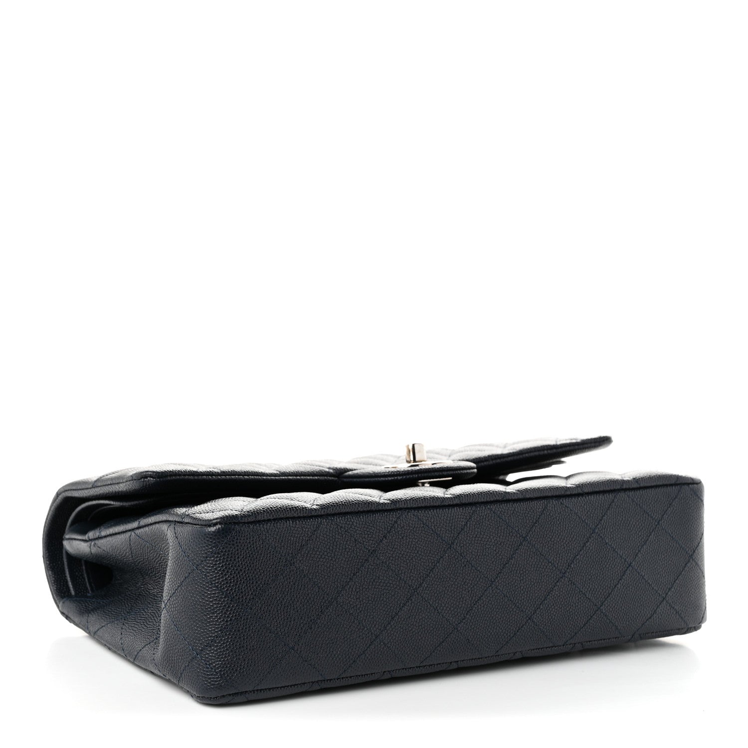 Caviar Quilted Medium Double Flap Navy — view 4